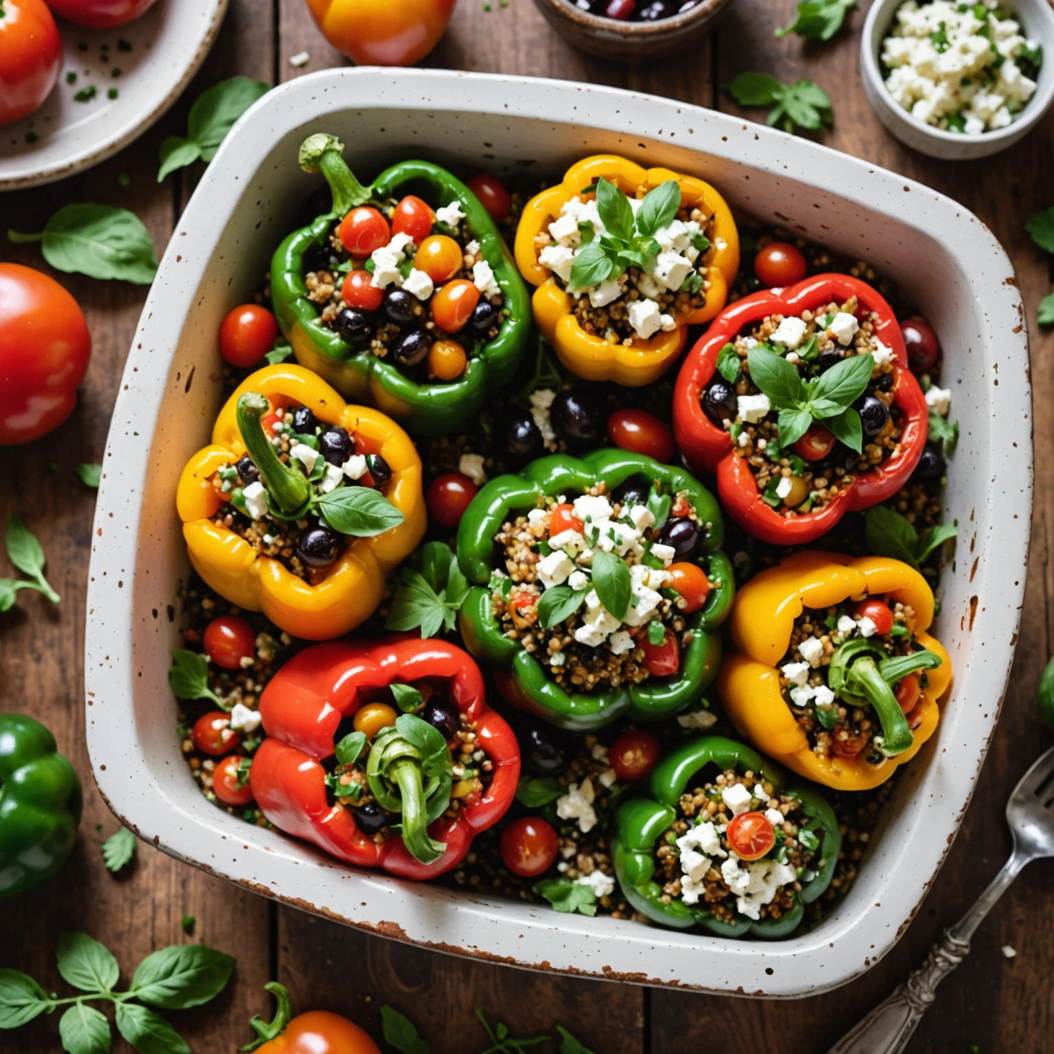 Mediterranean Stuffed Bell Peppers with Quinoa and Feta