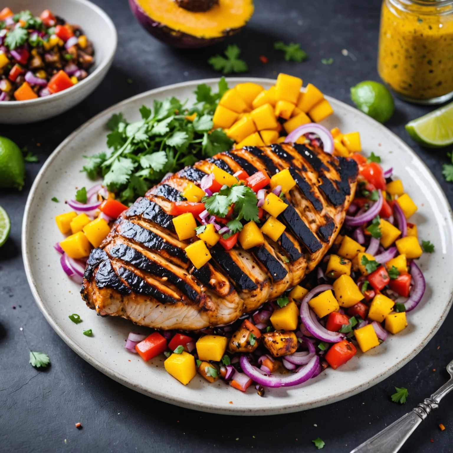 Spicy Caribbean Jerk Chicken with Mango Salsa