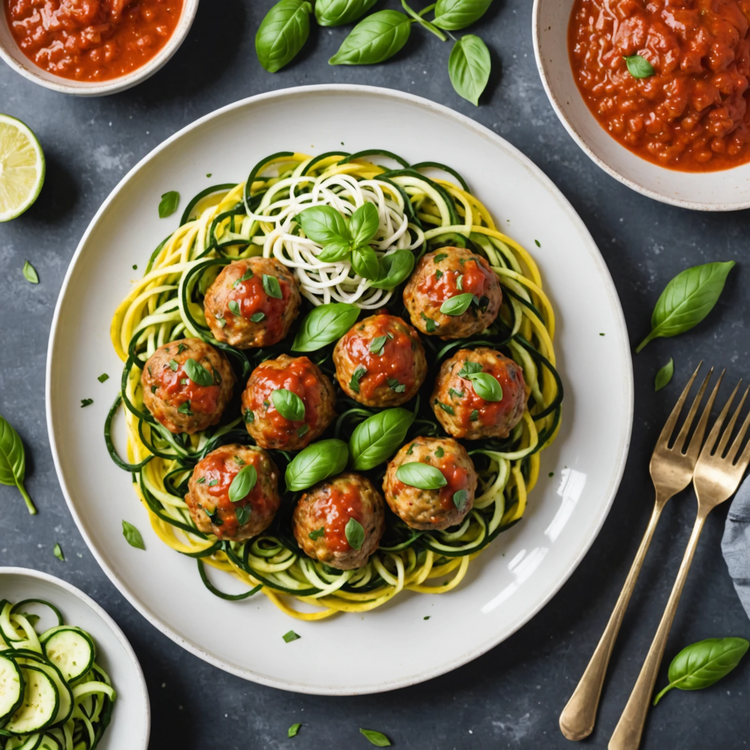 Herbed Turkey Meatballs with Zucchini Noodles