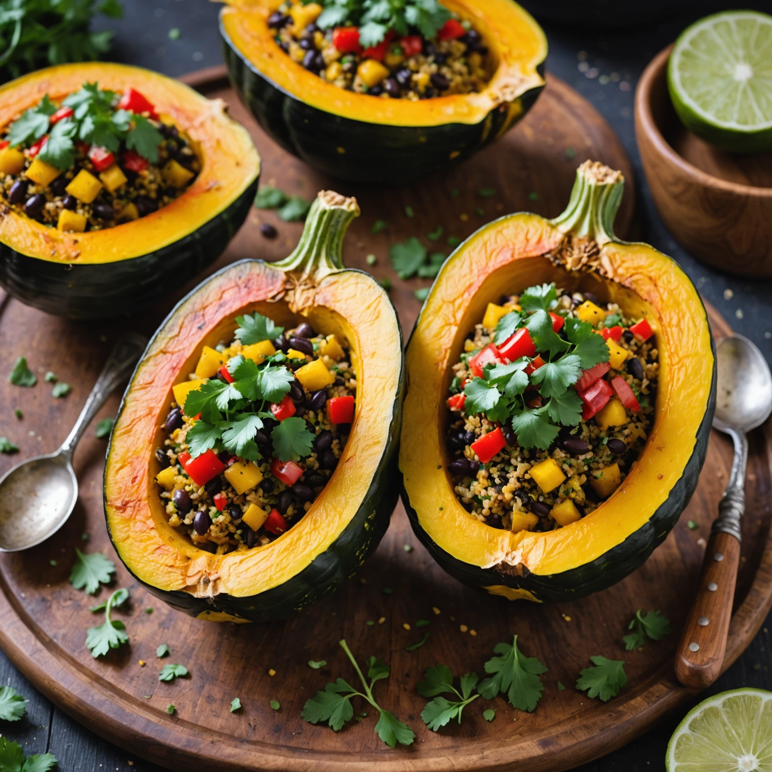 Quinoa and Black Bean Stuffed Acorn Squash