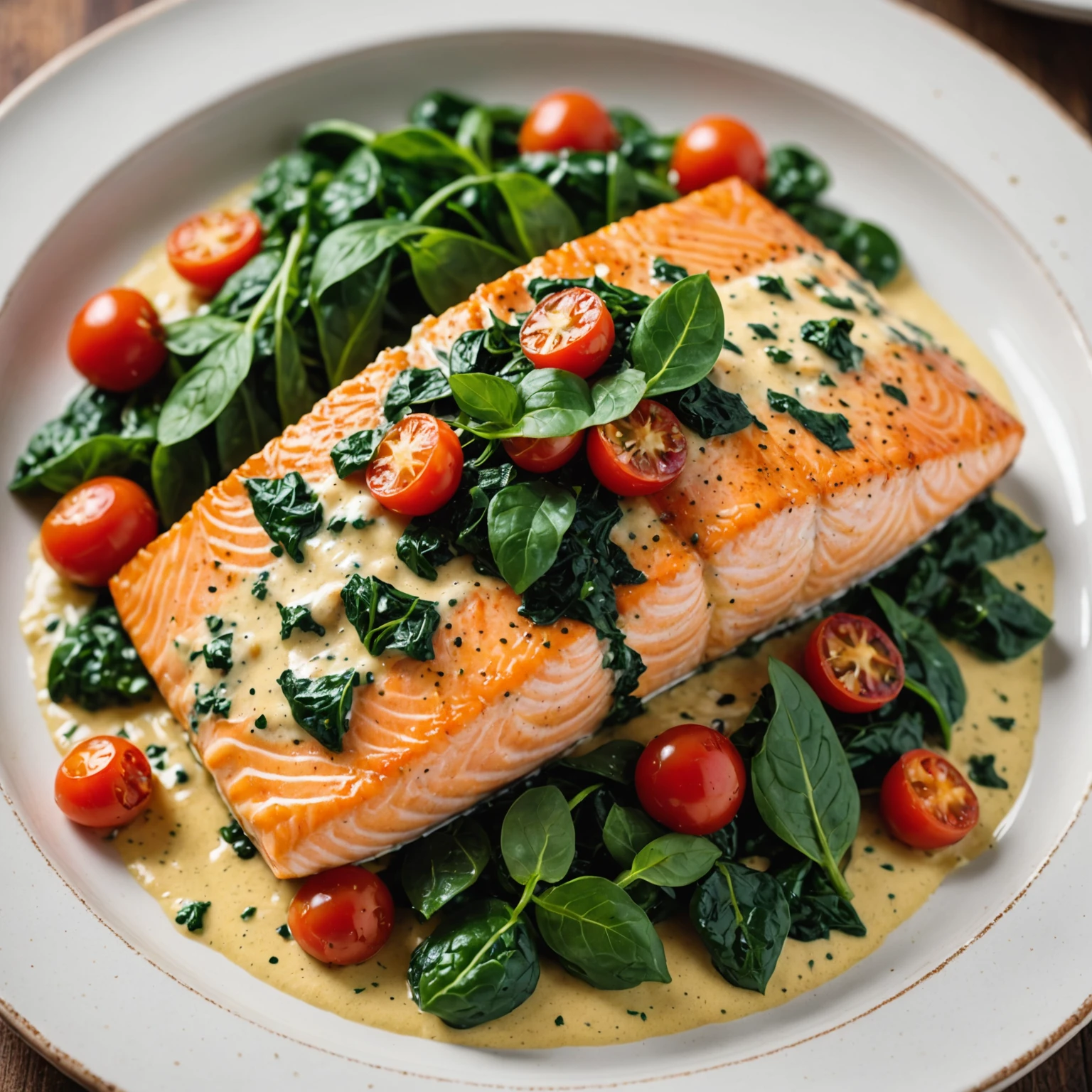 Creamy Tuscan Garlic Salmon with Spinach