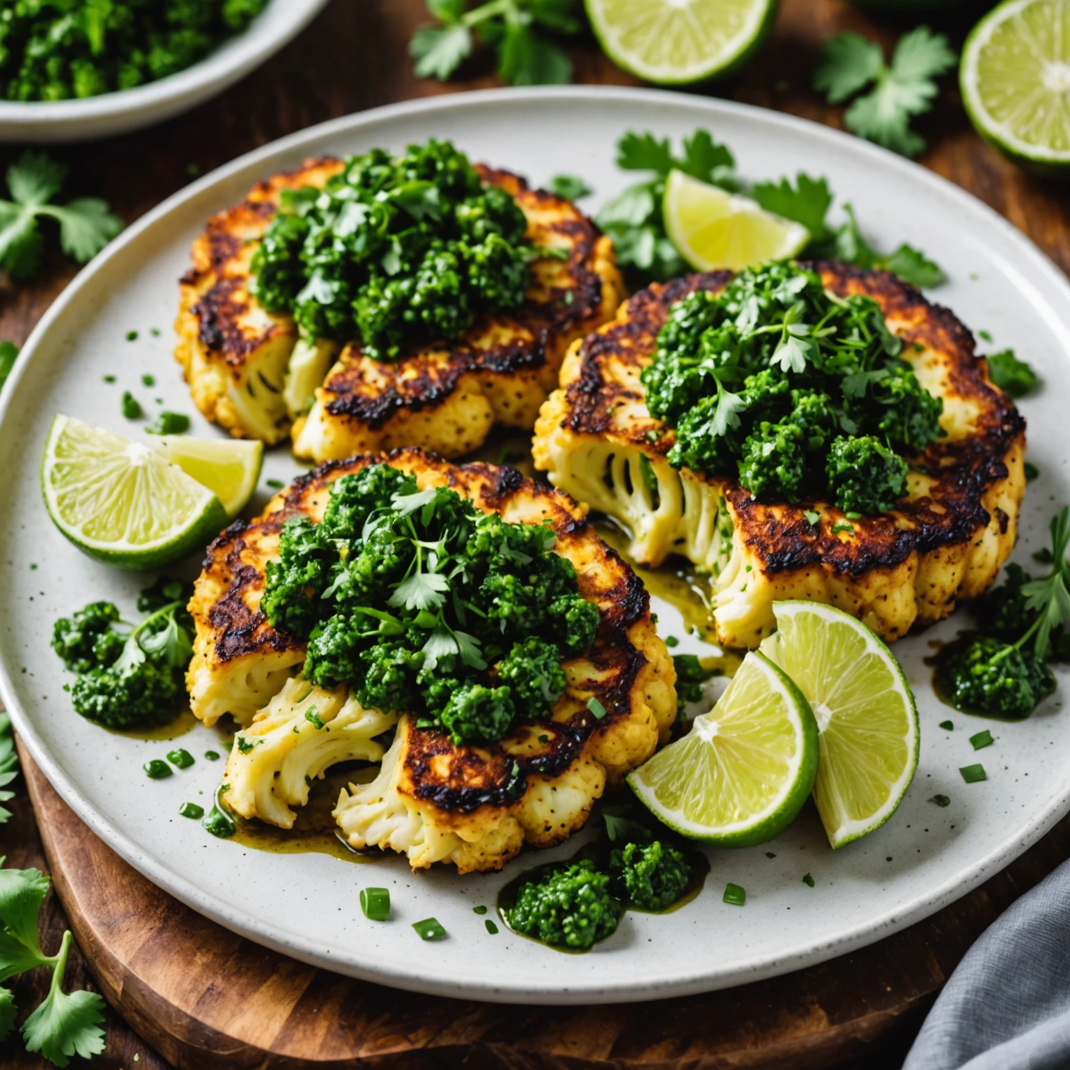 Spiced Cauliflower Steak with Chimichurri Sauce