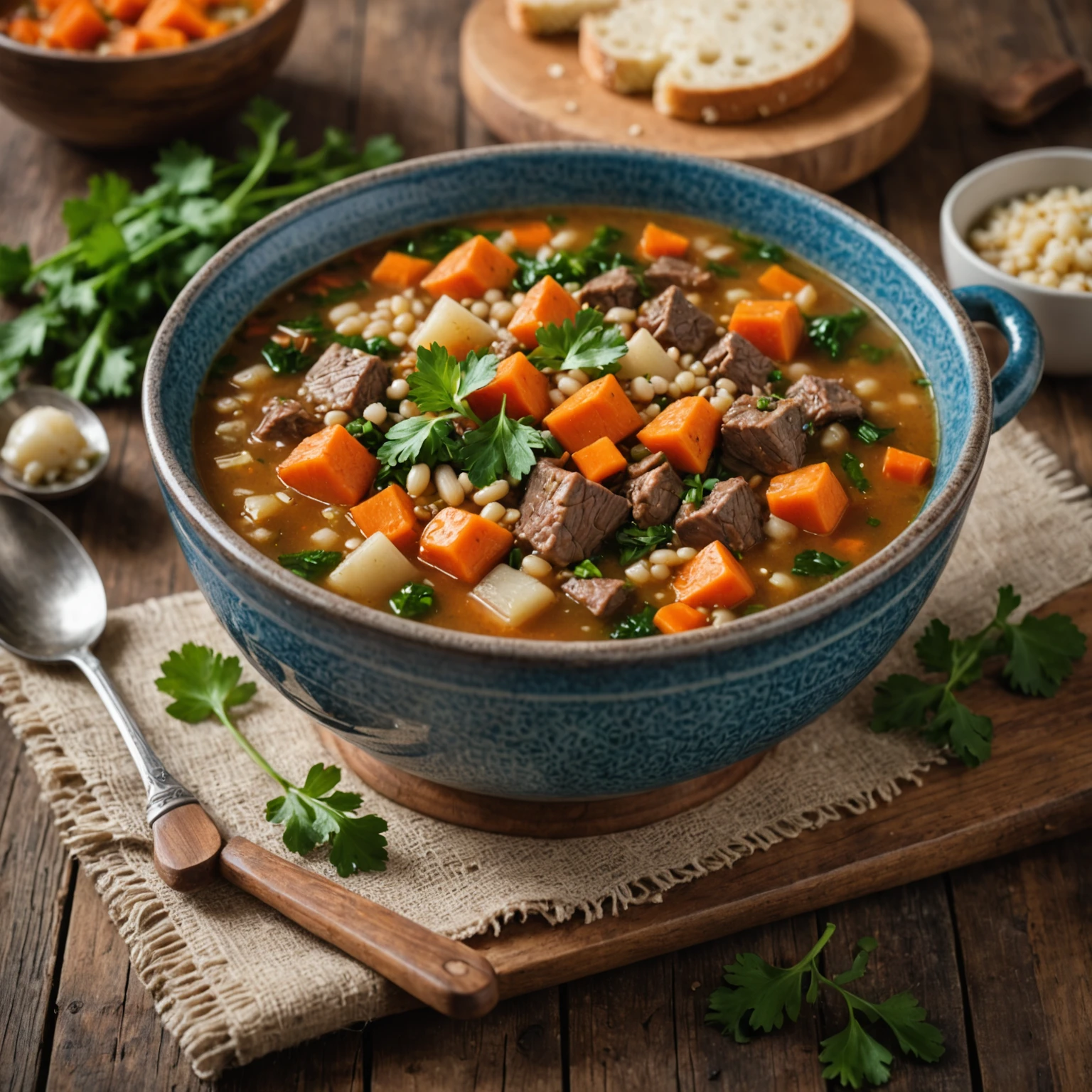 Hearty Beef and Barley Soup with Root Vegetables