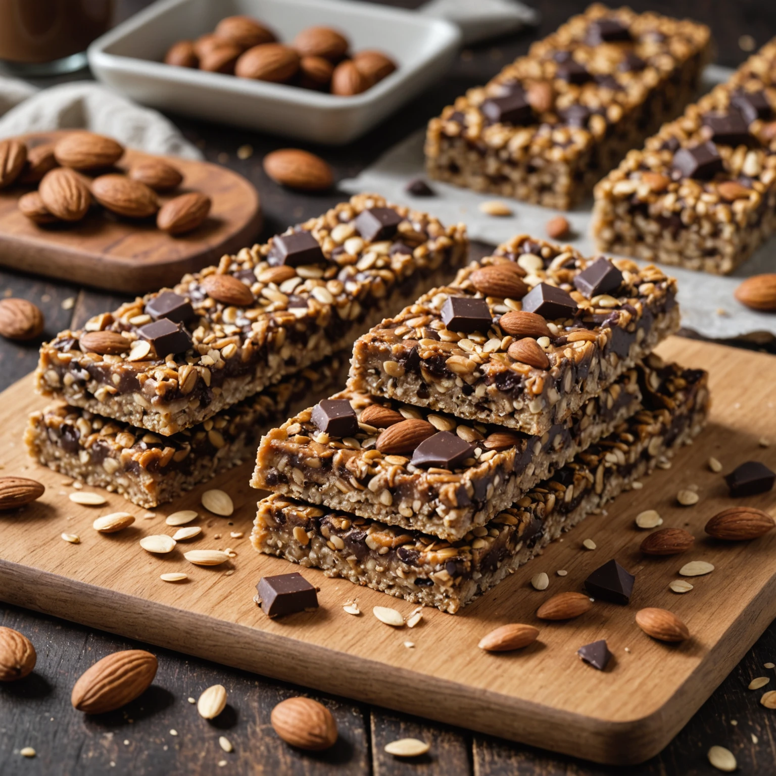 High-Protein Almond Butter and Chocolate Energy Bars