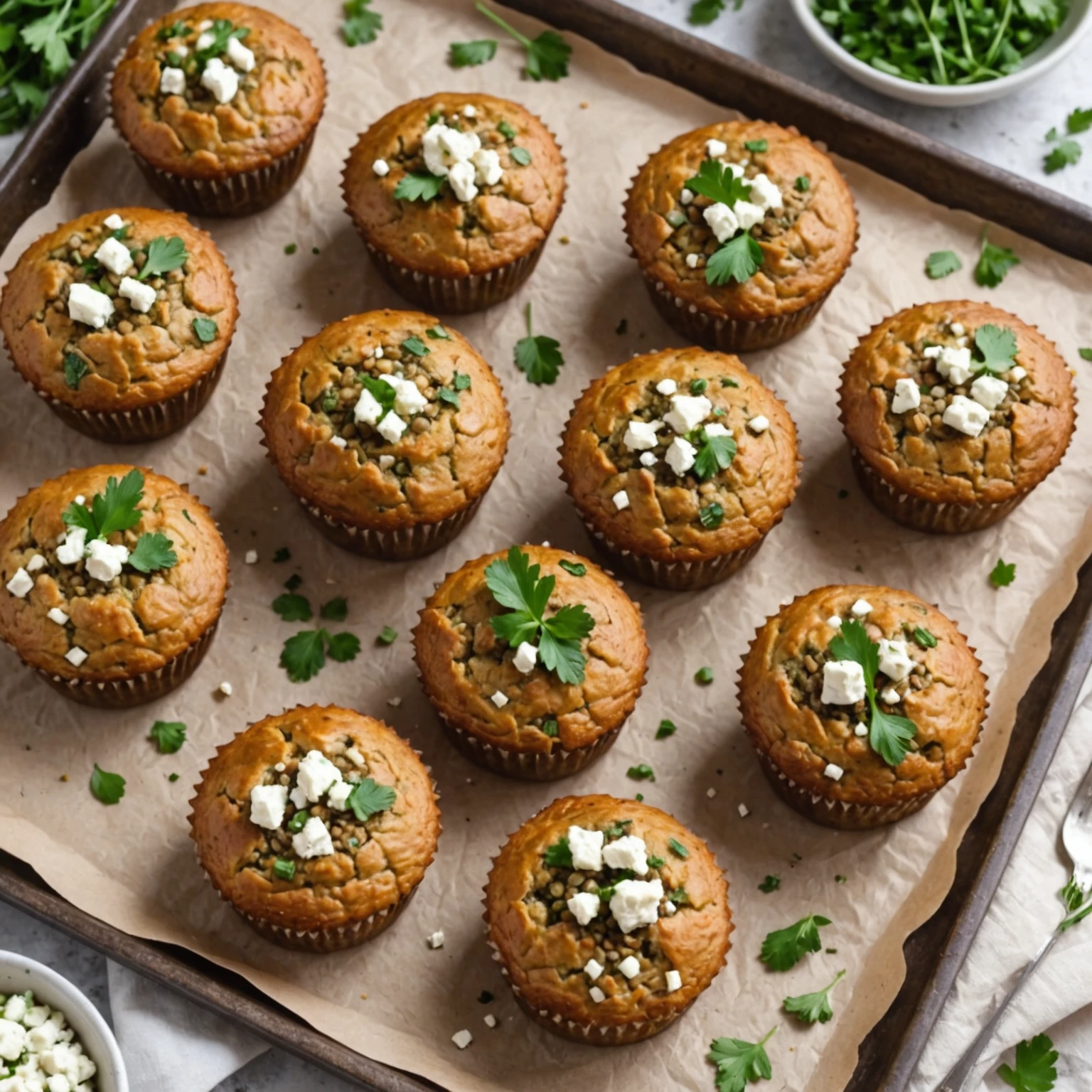 Protein-Packed Greek Lentil and Feta Muffins