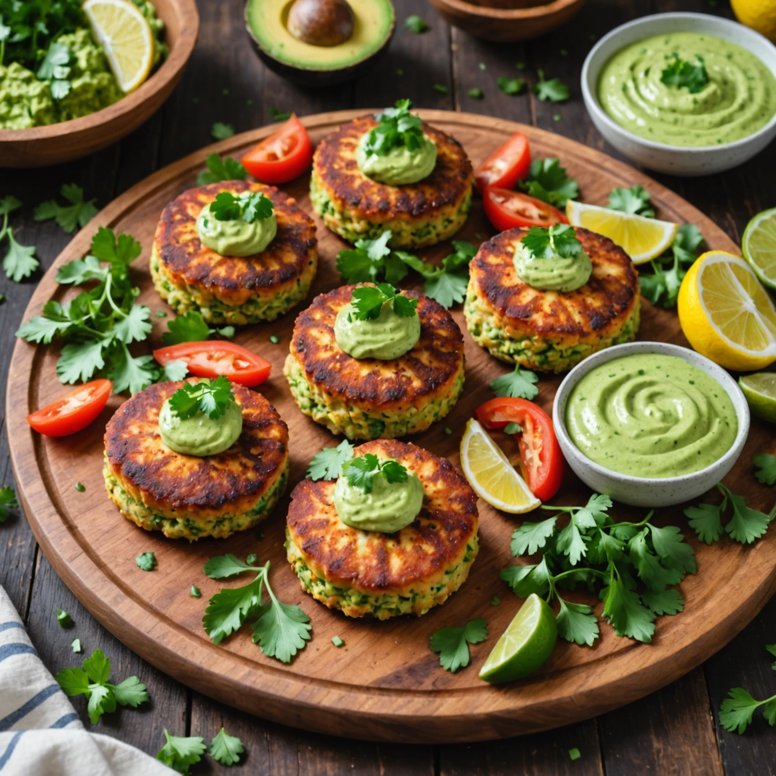 Heart-Healthy Baked Salmon Cakes with Creamy Avocado Dressing