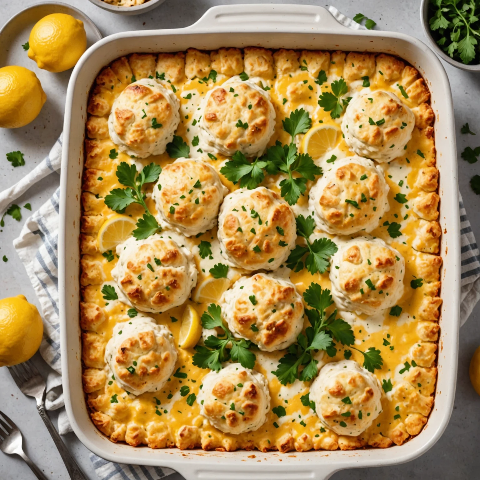 Zesty Lemon Garlic Chicken Biscuit Bake Recipe