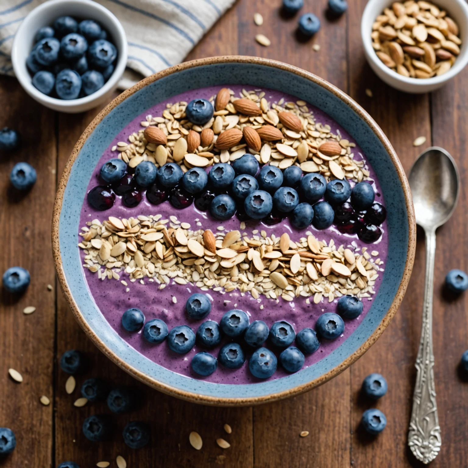 Creamy Blueberry and Oatmeal Breakfast Smoothie Bowl