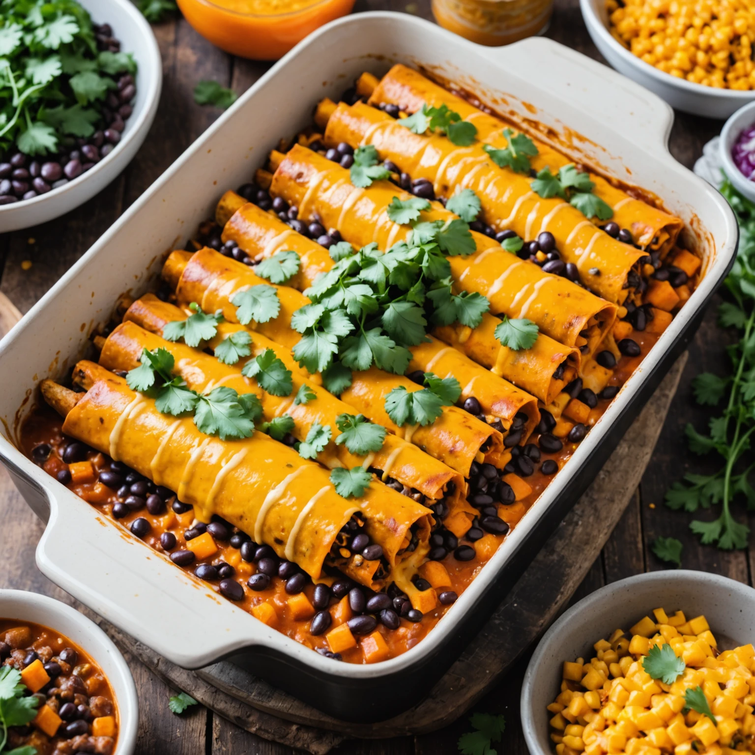 Spiced Sweet Potato and Black Bean Enchiladas