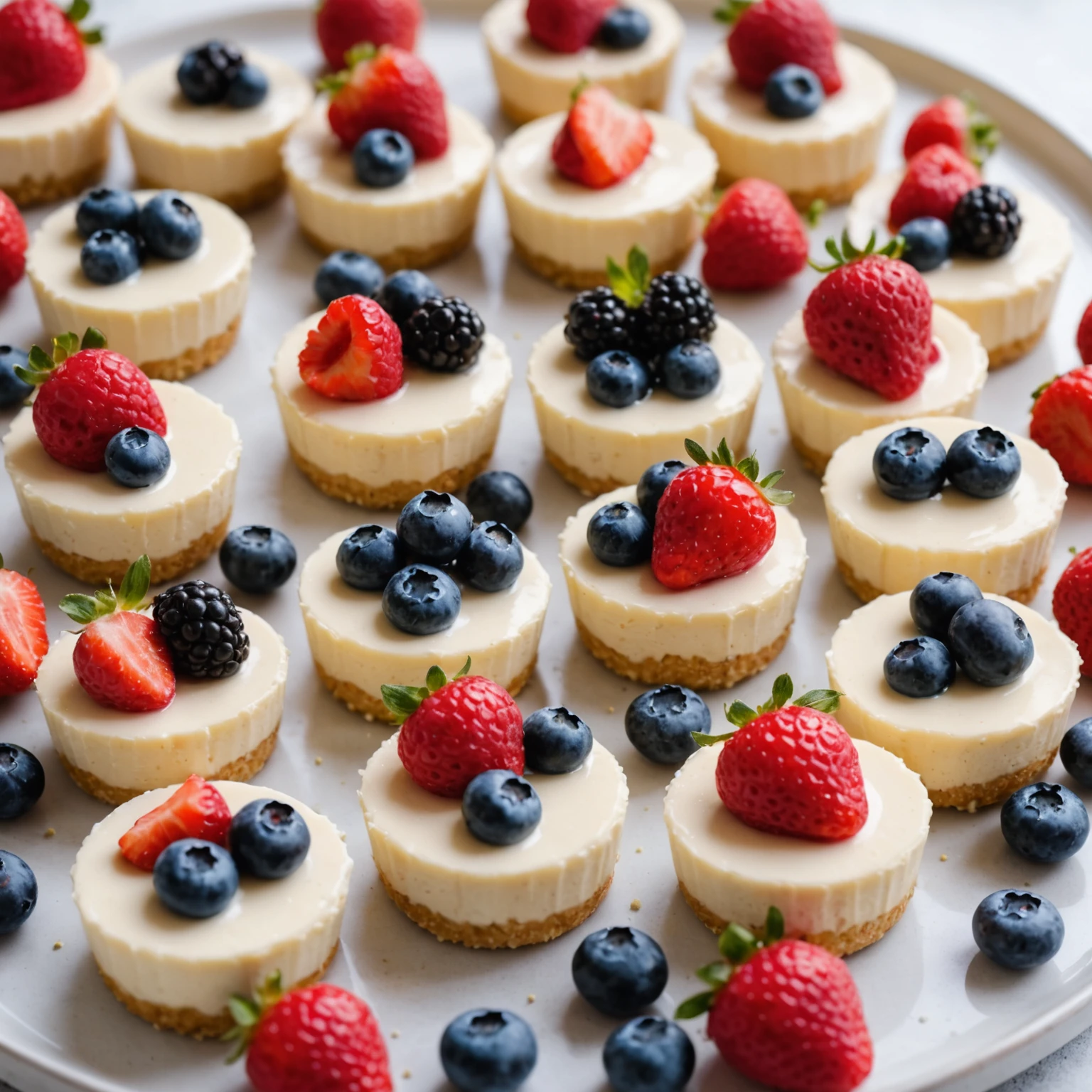 Low-Carb Greek Yogurt Cheesecake Bites with Mixed Berries