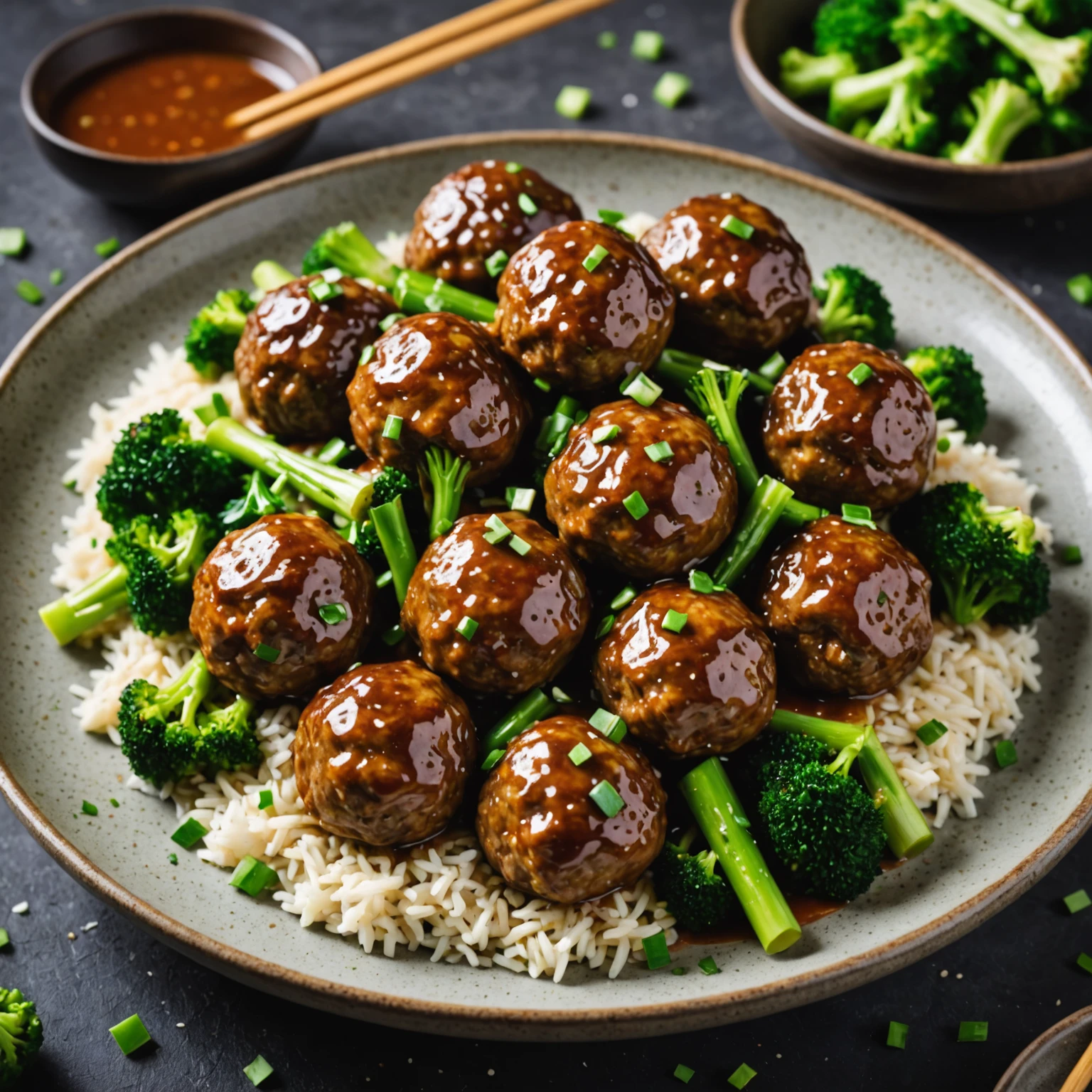 Low-Carb Spiced Beef and Broccoli Meatballs with Creamy Sesame Sauce