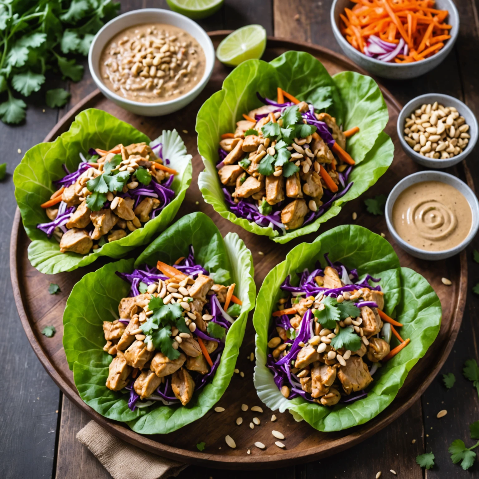 Protein-Packed Thai Peanut Chicken Lettuce Wraps