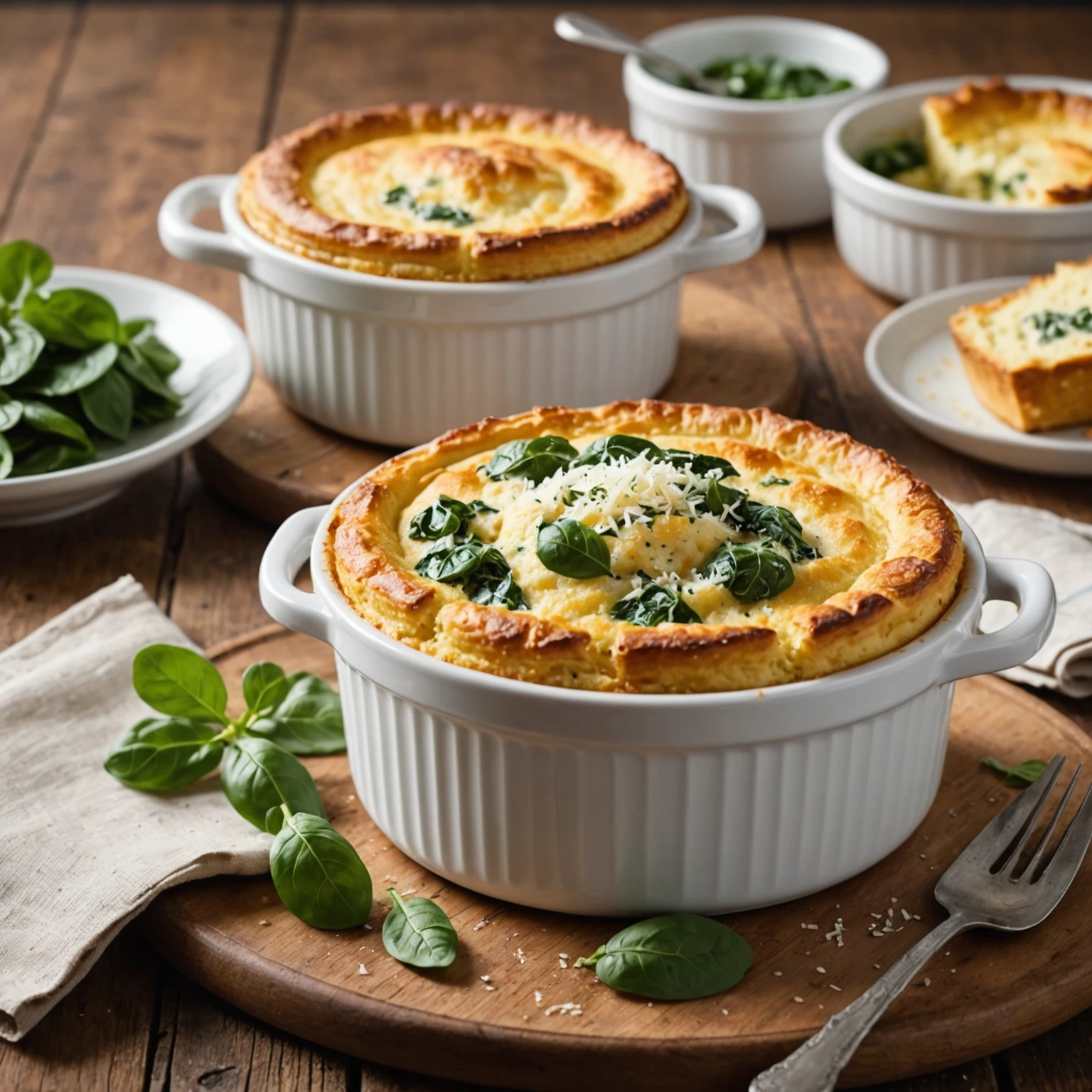 Low-Carb Cottage Cheese and Spinach Savory Soufflé