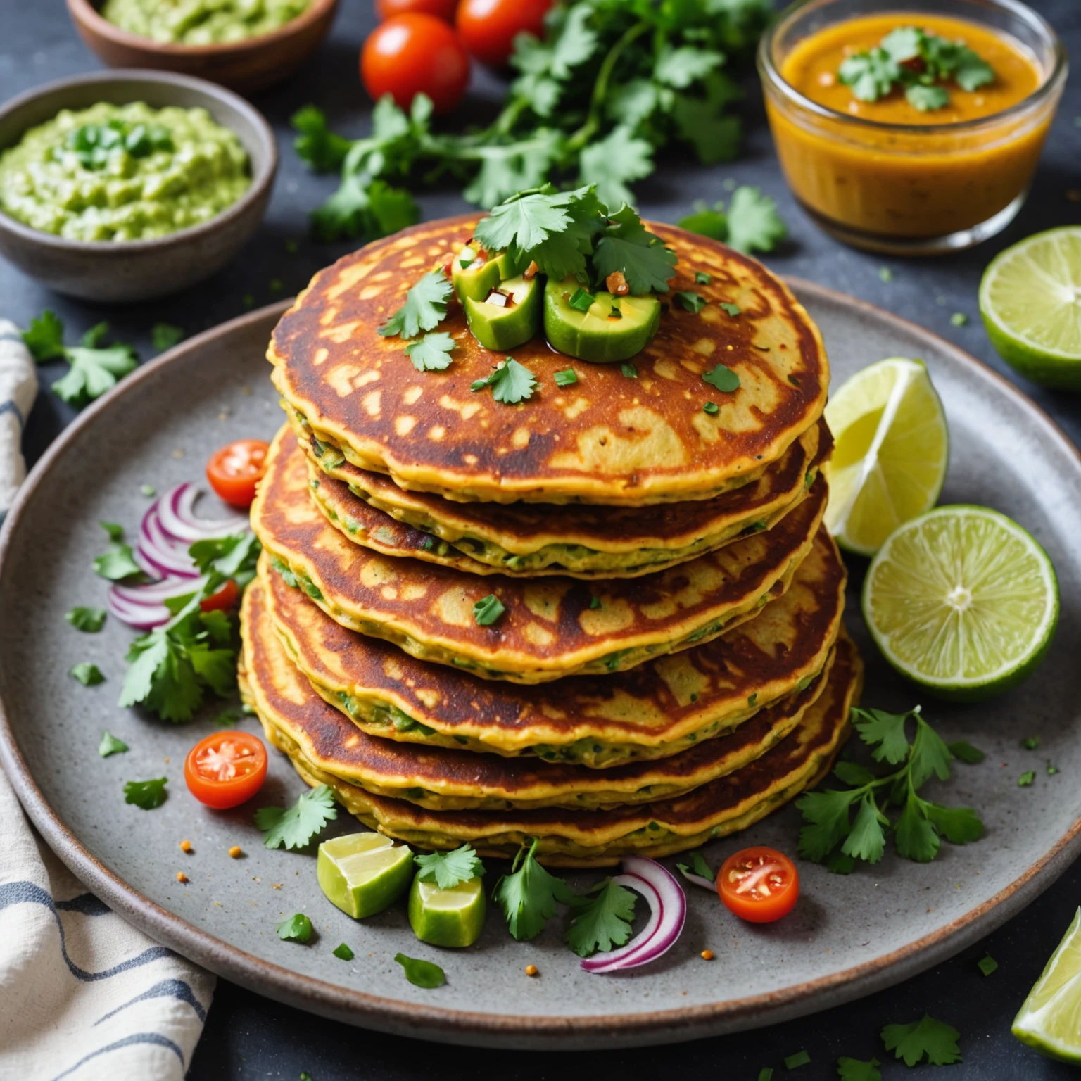 Keto-Friendly Spiced Chickpea Flour Pancakes with Creamy Avocado Salsa