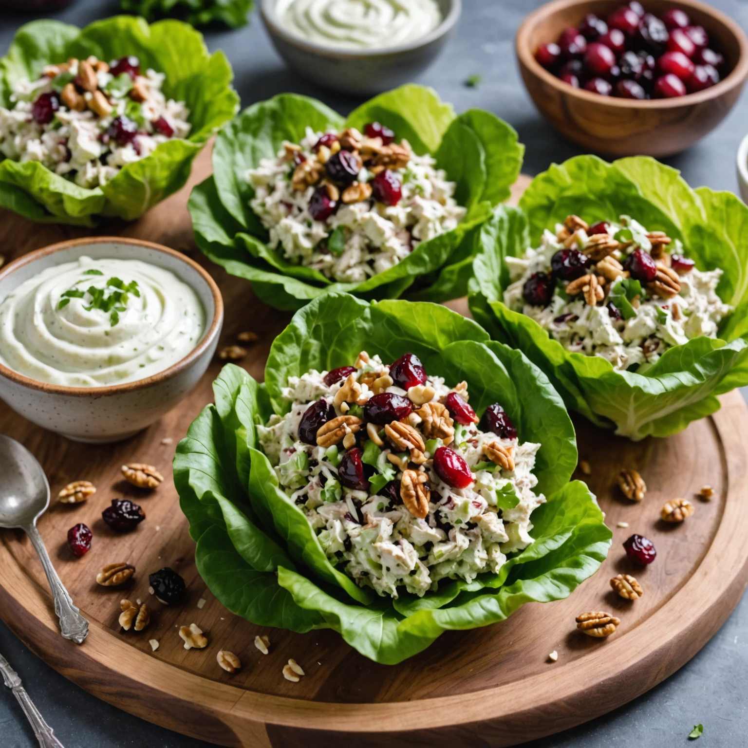 Whole30-Certified Cranberry Walnut Chicken Salad Lettuce Cups