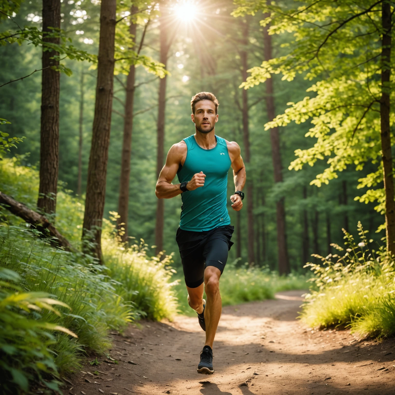 Athlete running outdoors in nature symbolizing sustained energy and performance supported by fiber-rich nutrition