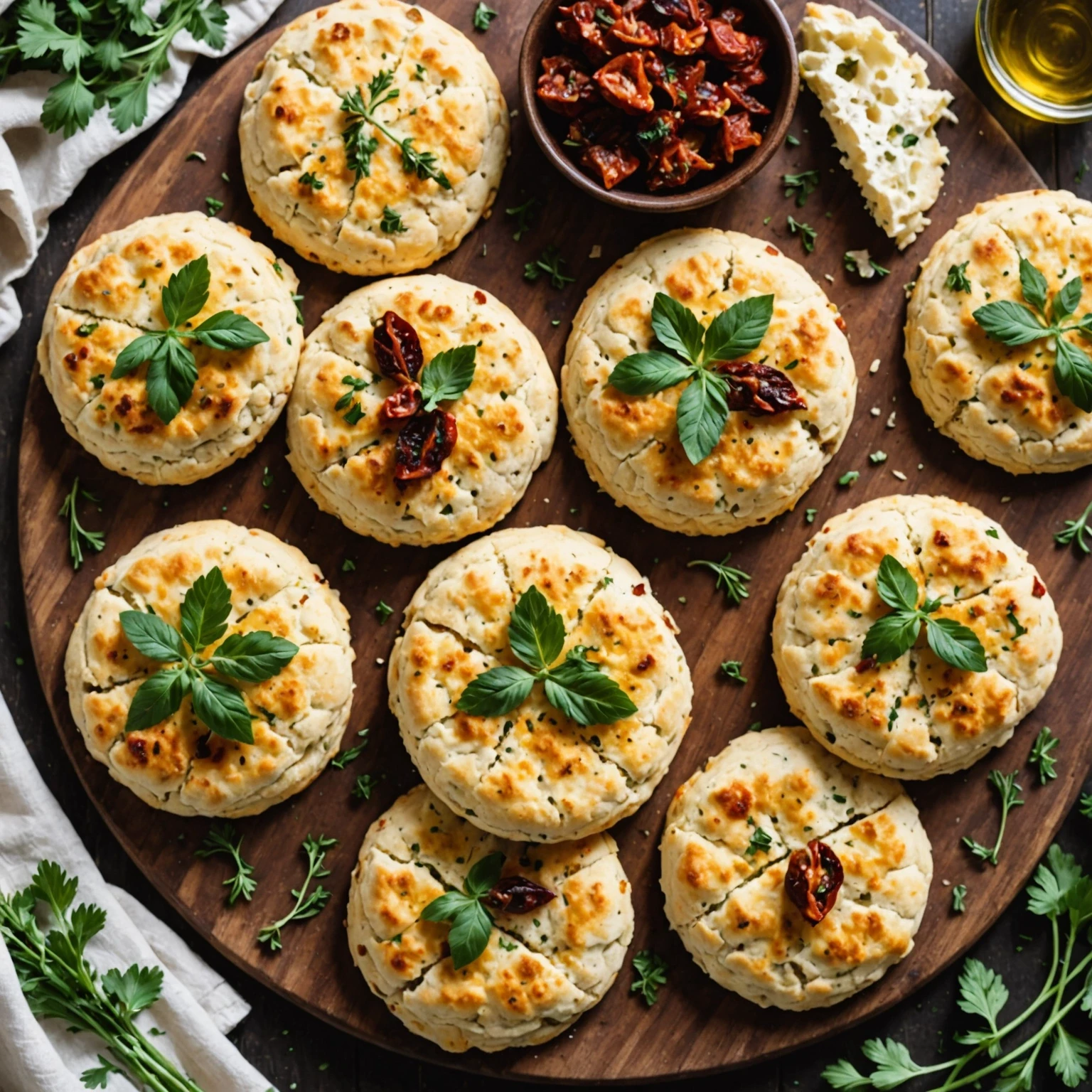 Mediterranean Herb and Sun-Dried Tomato Keto Cheese Biscuits