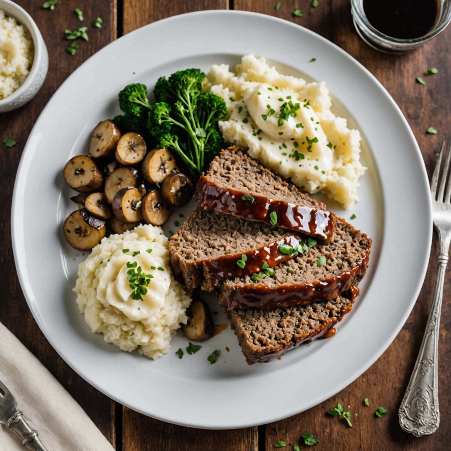 Hearty Beef and Mushroom Meatloaf with Garlic Mashed Cauliflower