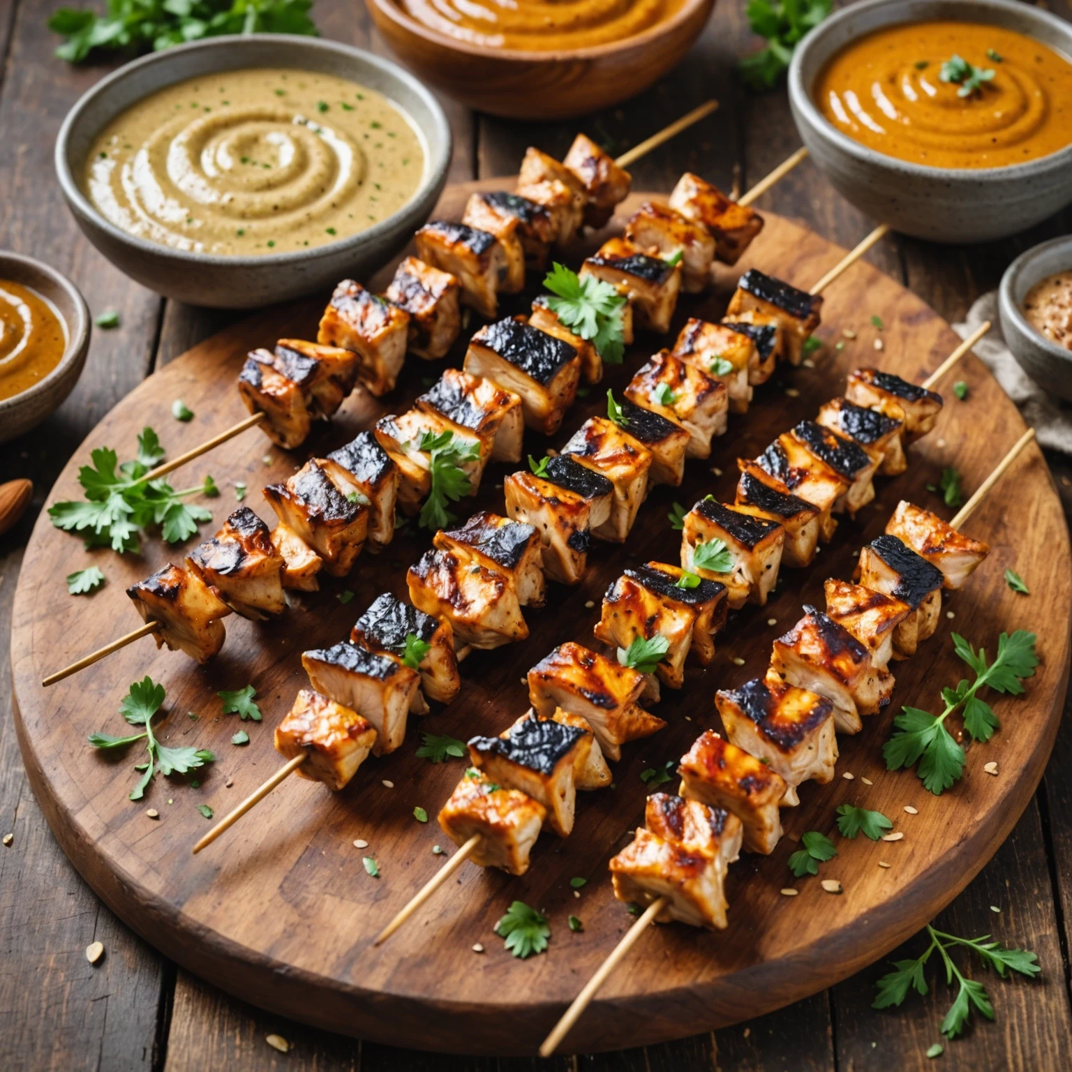 Paleo Chicken Skewers with Spiced Almond Dipping Sauce