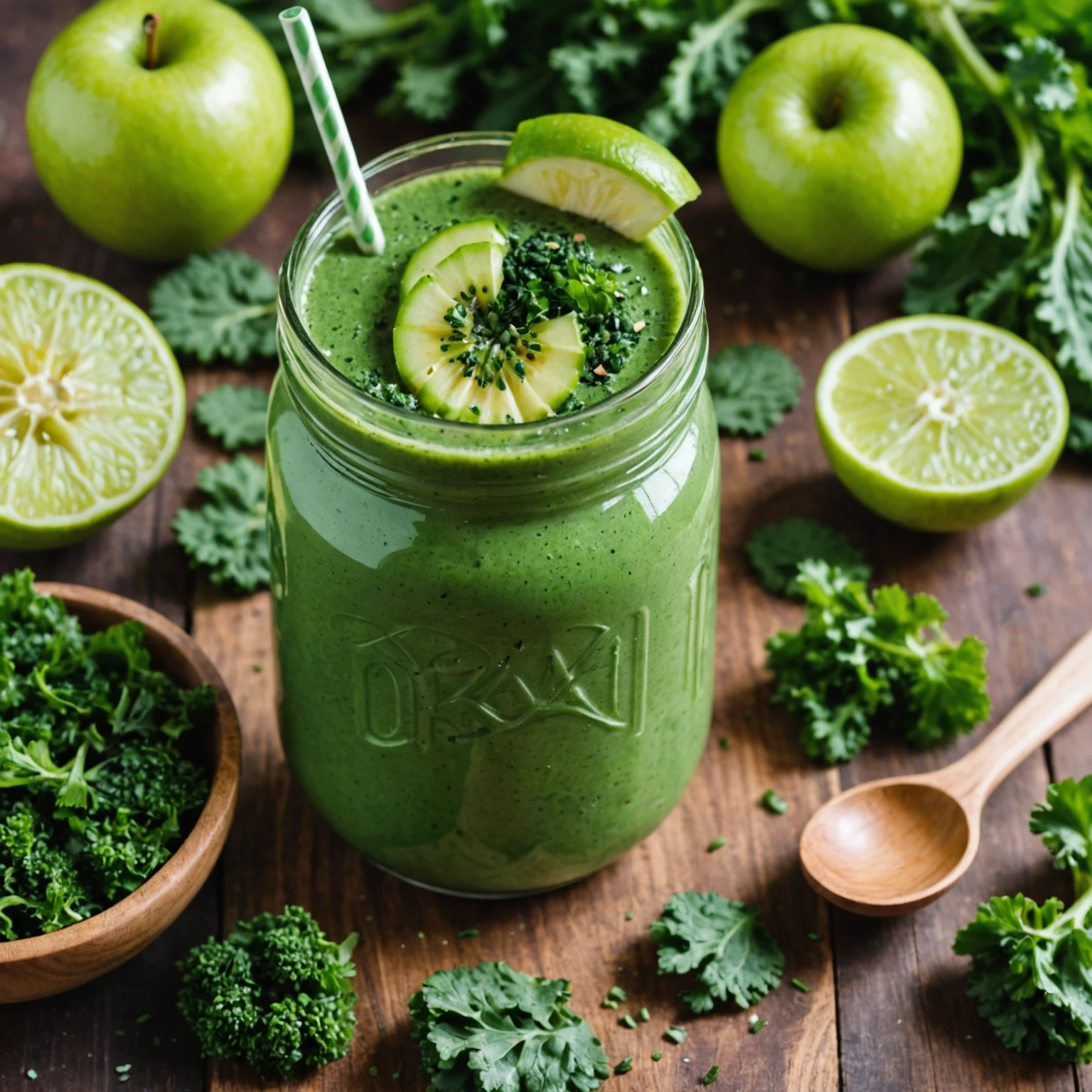 Green Protein Detox Smoothie with Spirulina & Kale