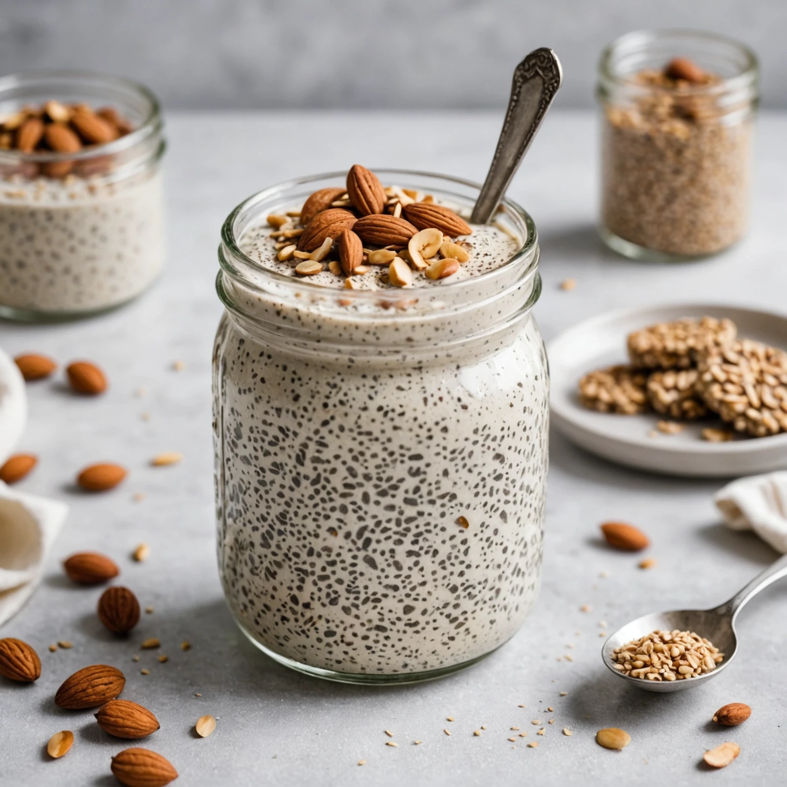 Keto Vanilla Chia Seed Pudding with Almond Butter Swirl