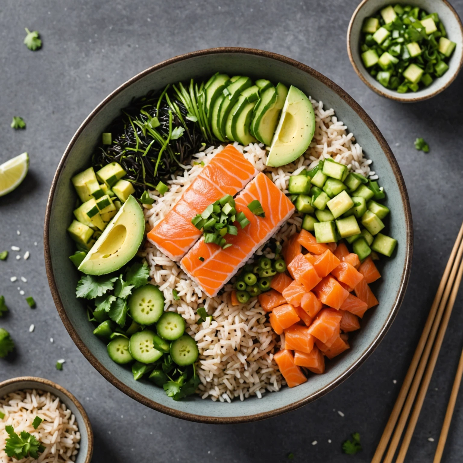 Heart-Healthy Salmon and Avocado Sushi Bowls