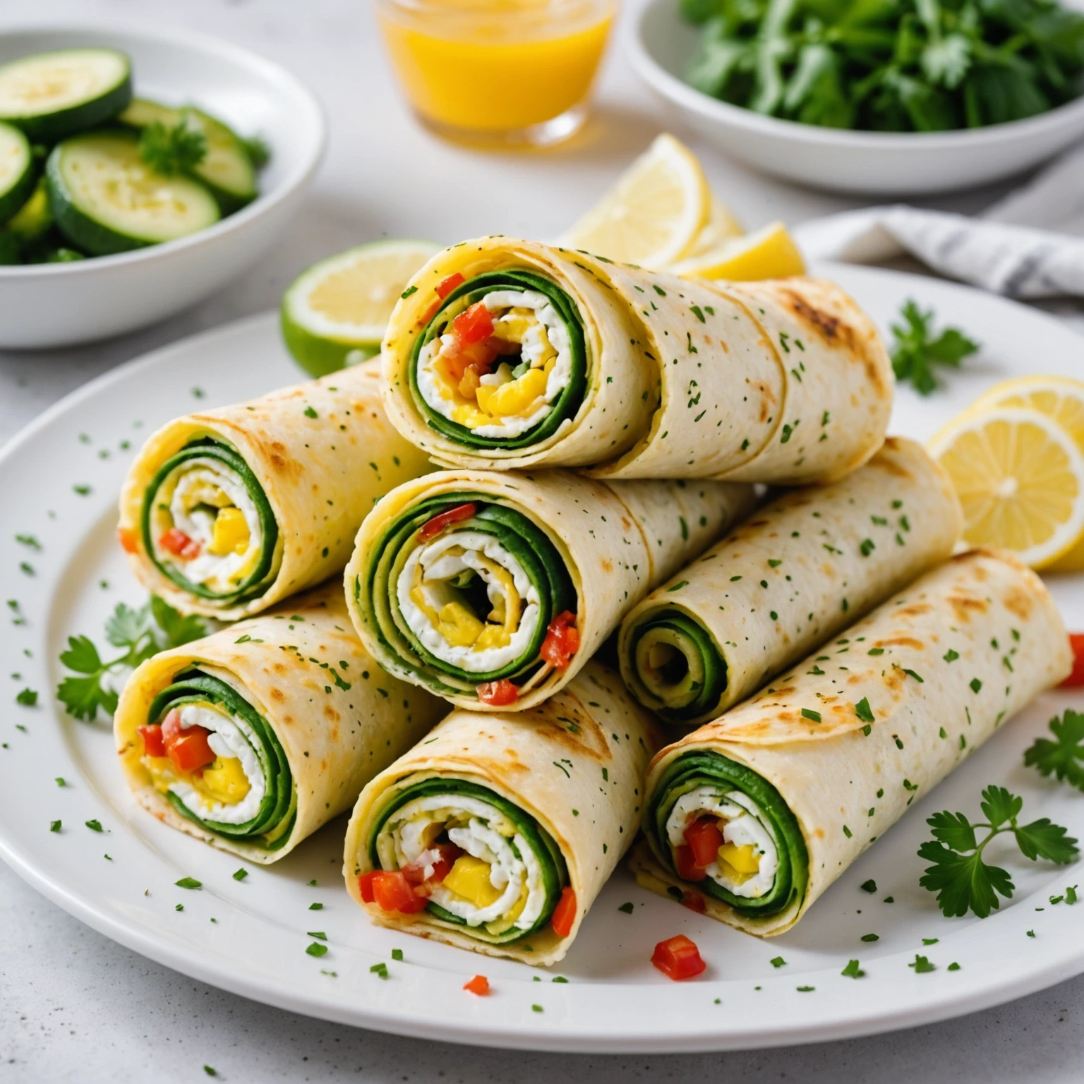 Egg and Zucchini Roll-Ups with Herb Cream Cheese