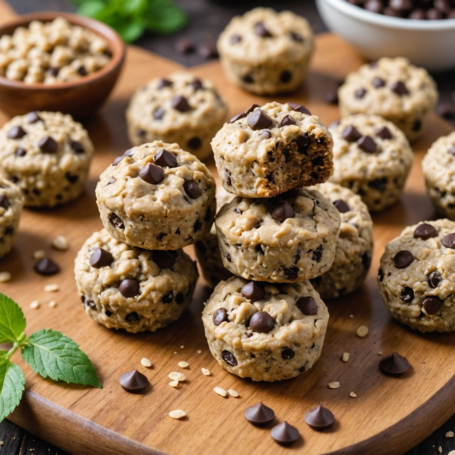 Vegan No-Bake Chocolate Chip Cookie Dough Protein Bites
