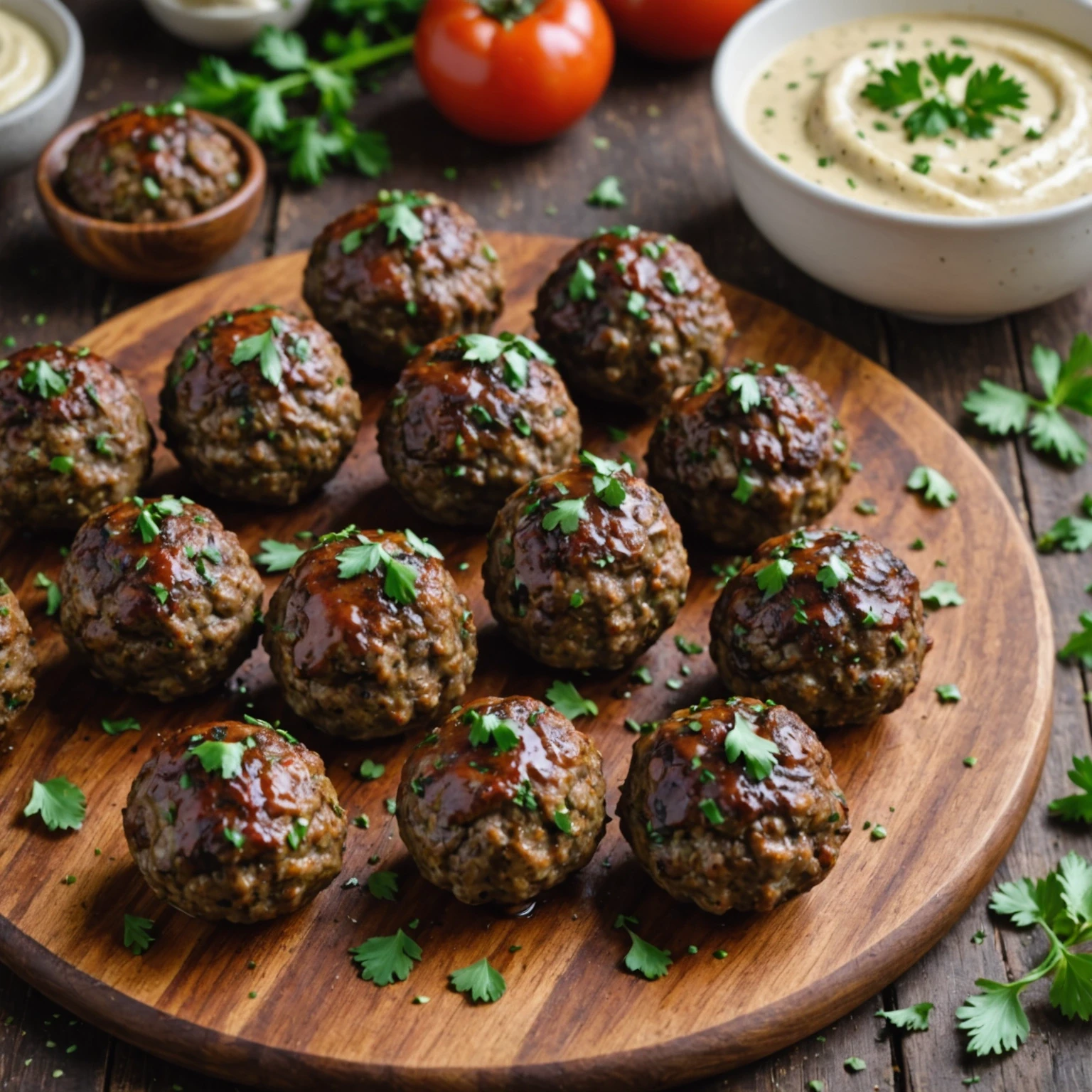 Low-Carb Peppered Venison Meatballs with Roasted Garlic Aioli