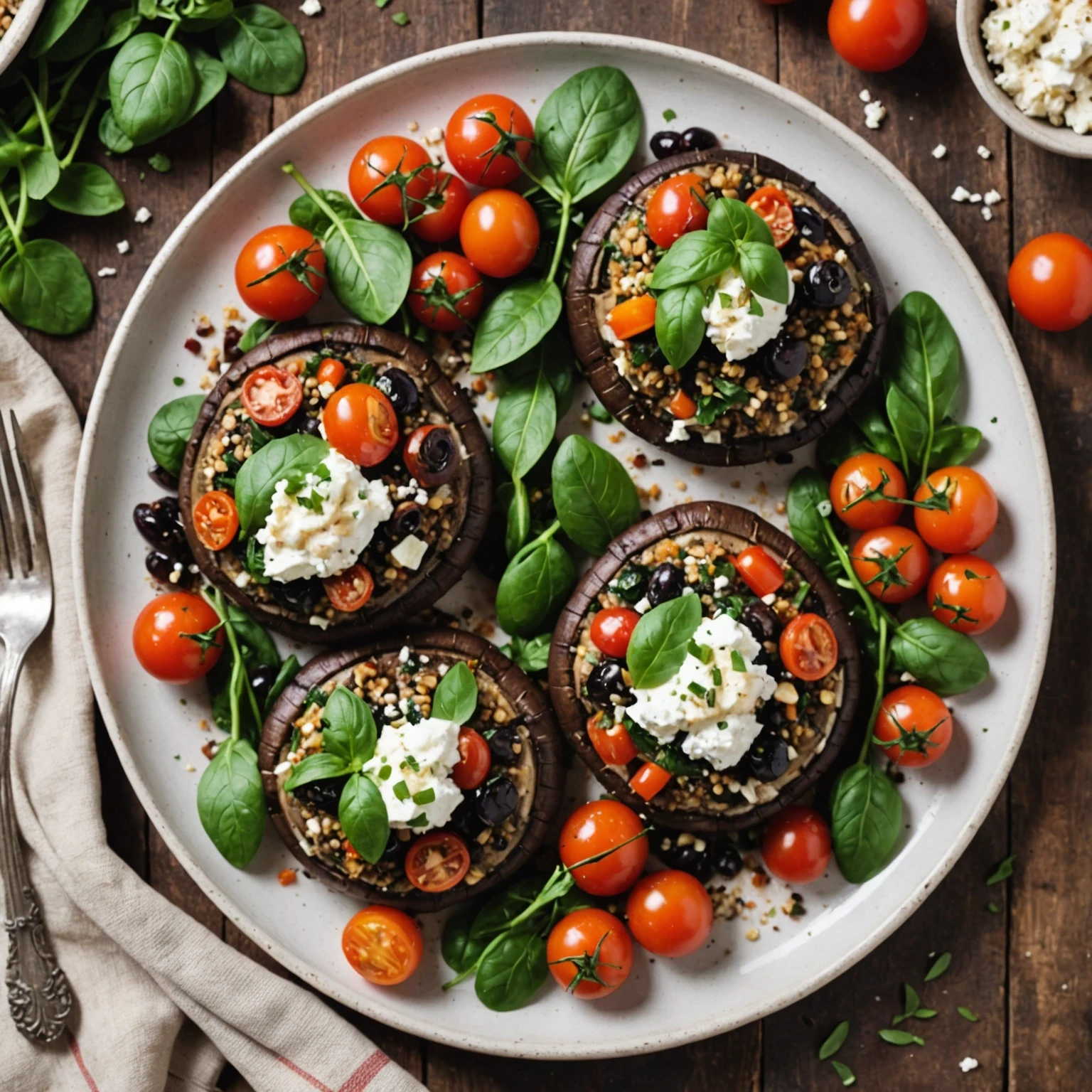 Low-Carb Mediterranean Stuffed Portobello Mushrooms