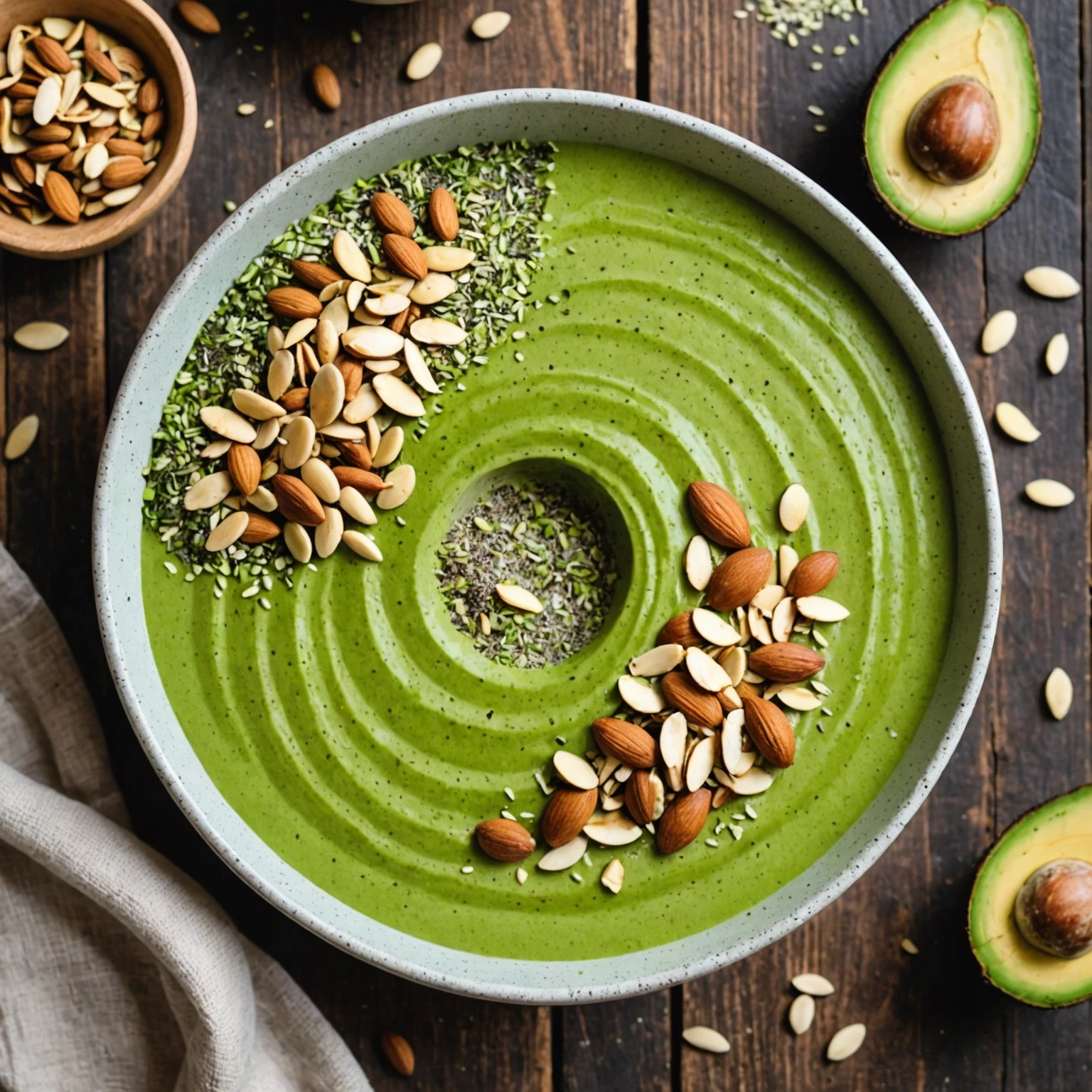 Keto Collagen Matcha Smoothie Bowl with Coconut Cream