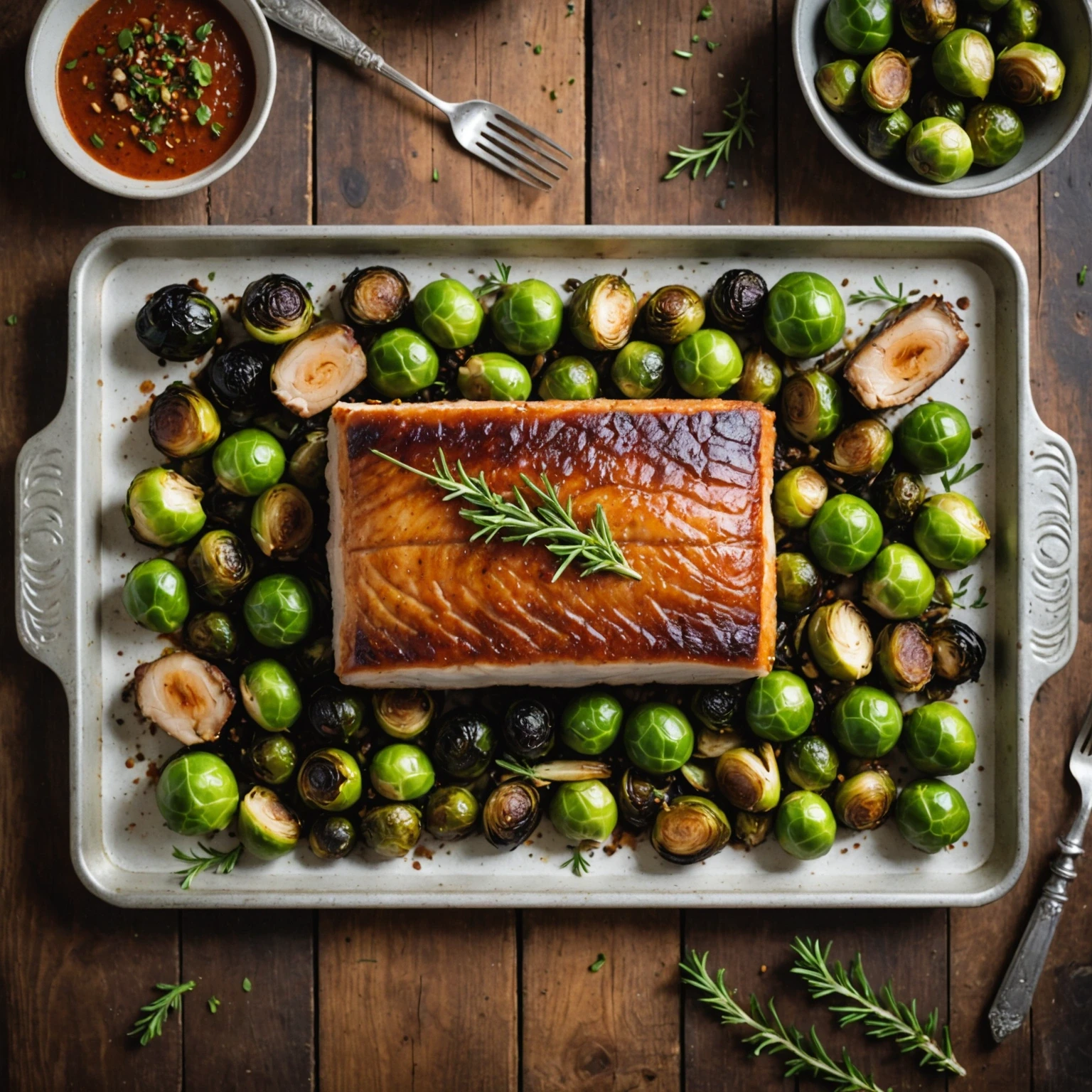 Paleo Spiced Pork Belly Sheet Pan with Roasted Brussels Sprouts