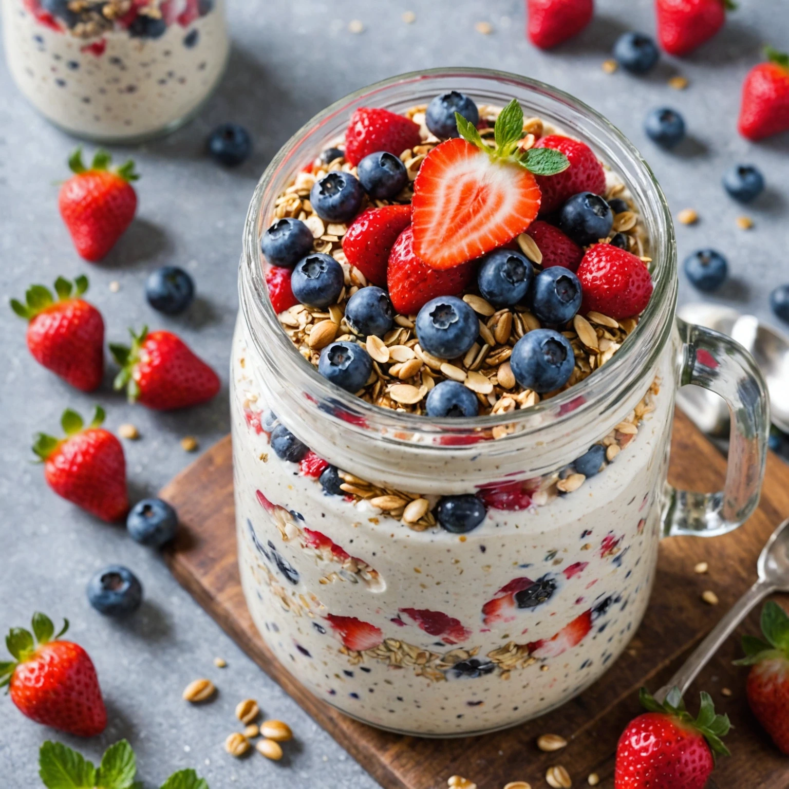 Athlete-Fuel Creamy Greek Yogurt Overnight Oats with Chia Seeds and Mixed Berries