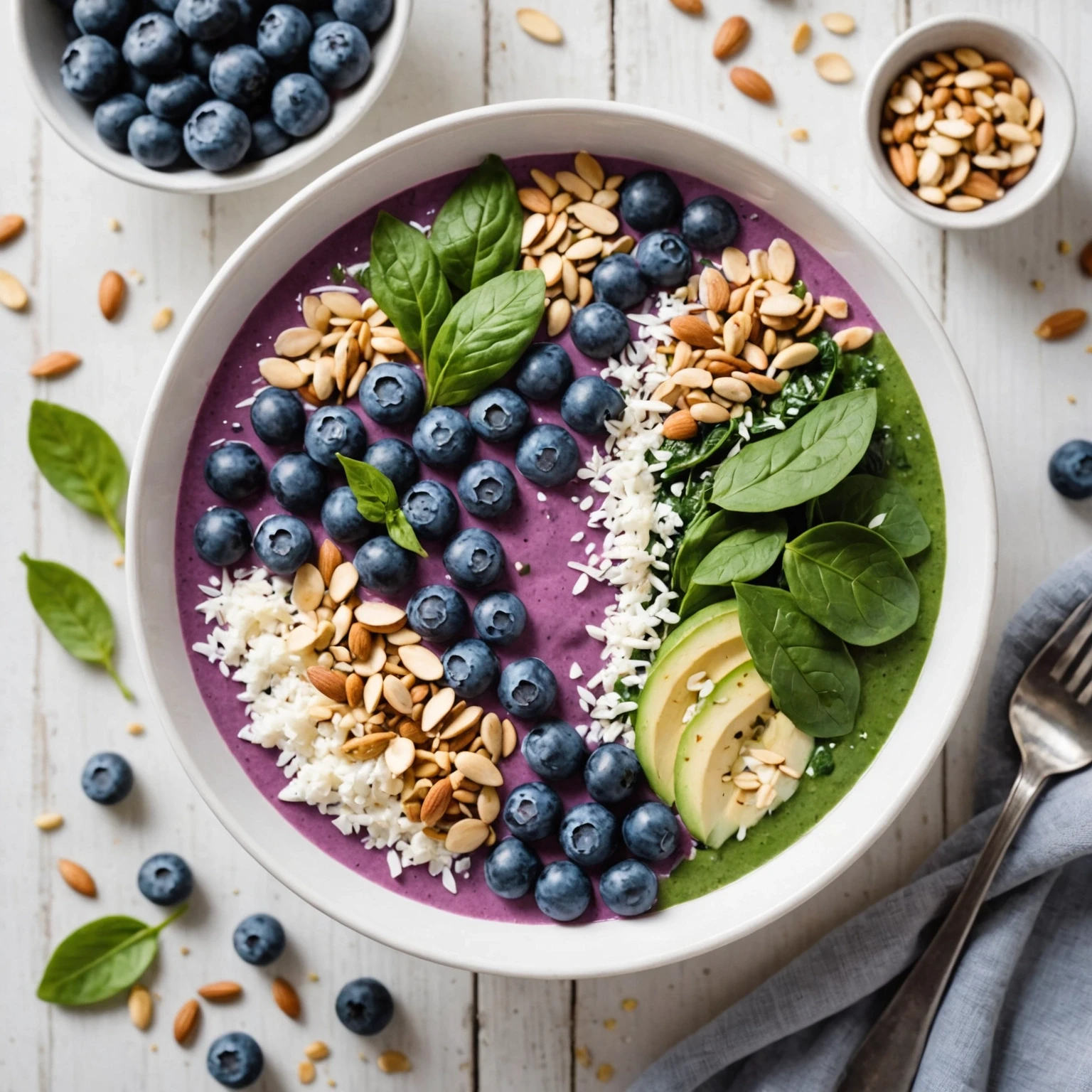 Blueberry and Spinach Protein Smoothie Bowl