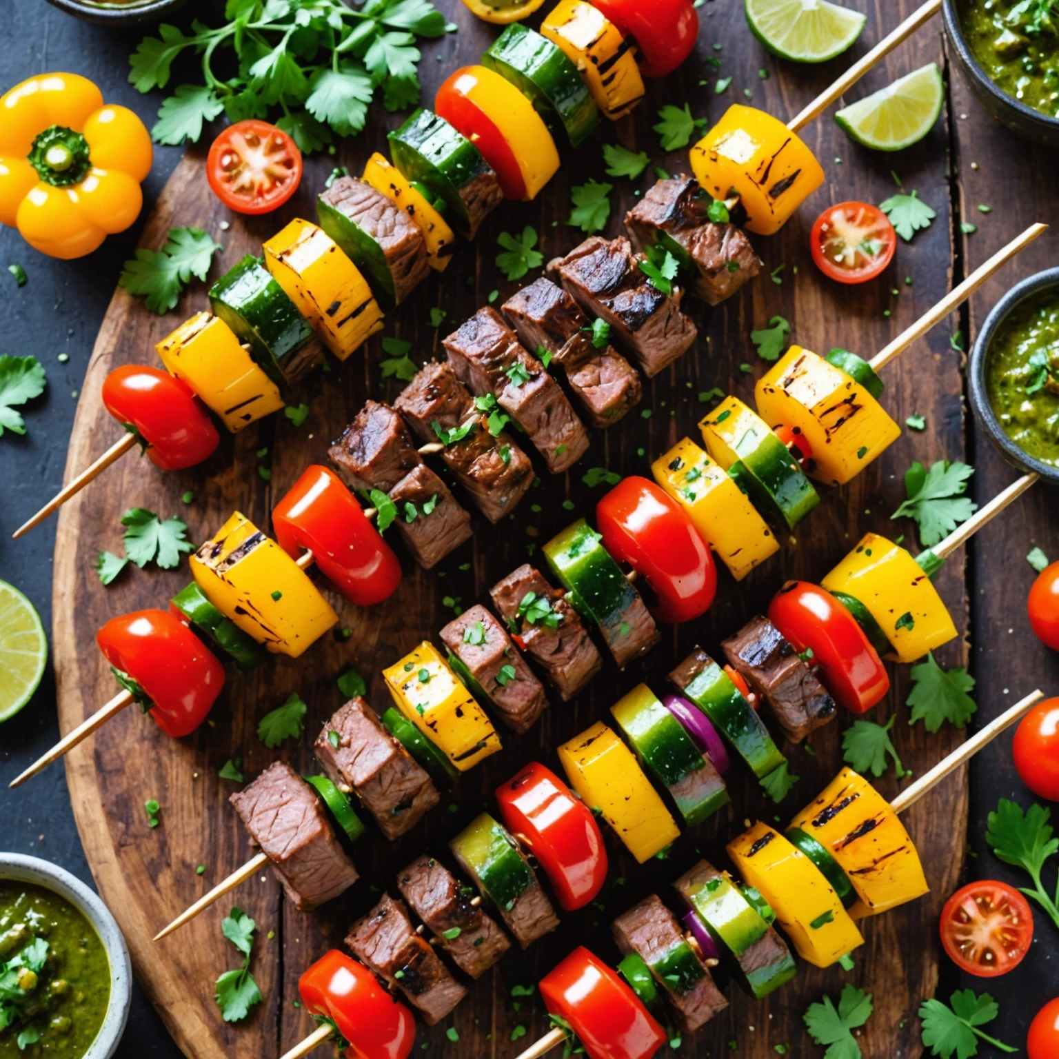 Grilled Beef and Vegetable Kabobs with Fresh Chimichurri Marinade