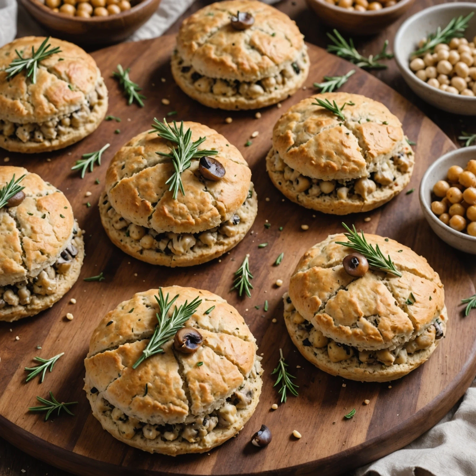 Savory Vegan Mushroom and Chickpea Scones with Rosemary