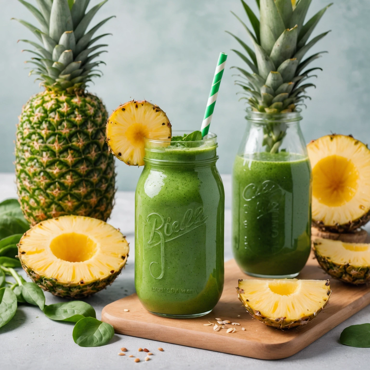 Tropical Green Athlete Fuel Smoothie with Spirulina and Pineapple
