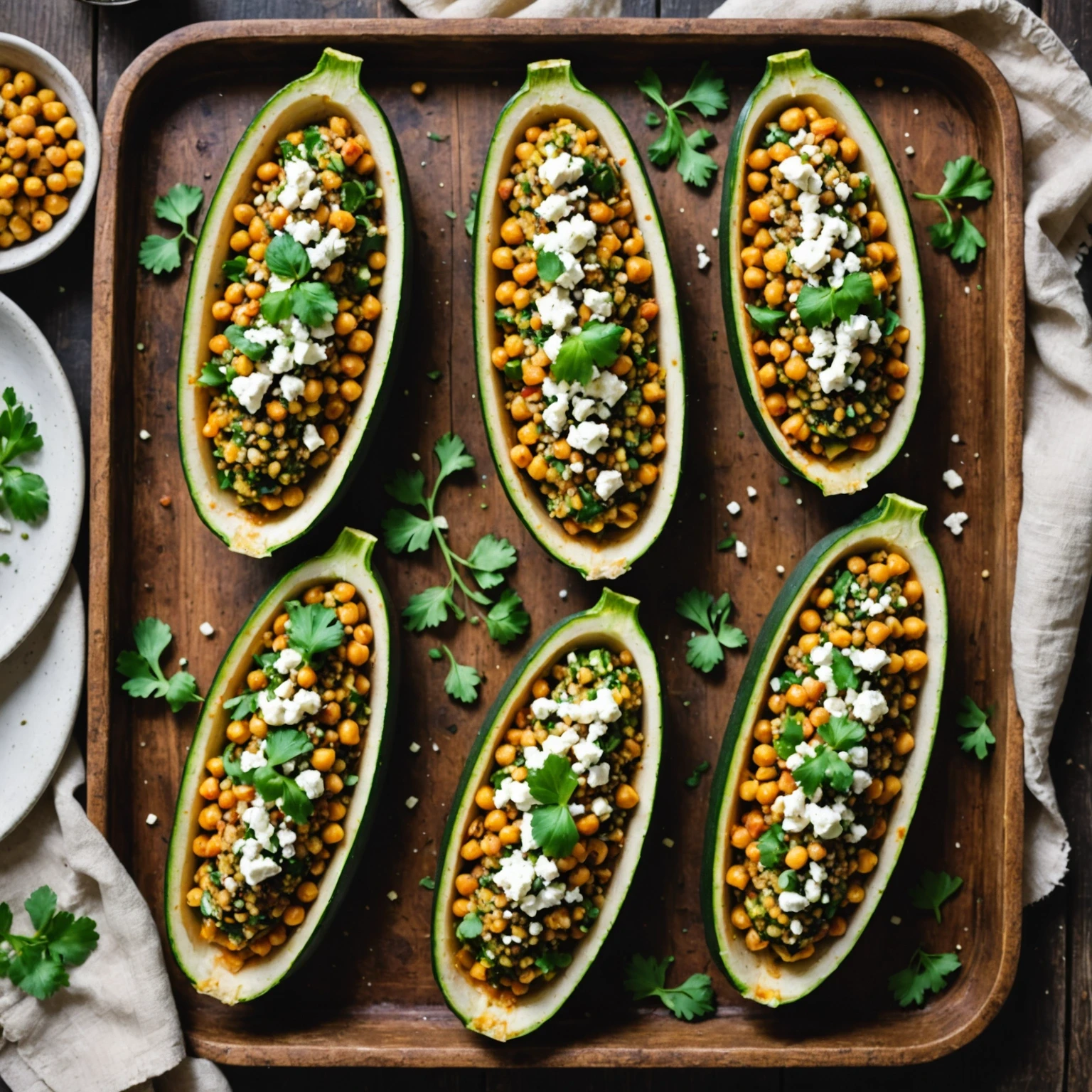 Stuffed Zucchini Boats with Spiced Quinoa and Chickpeas