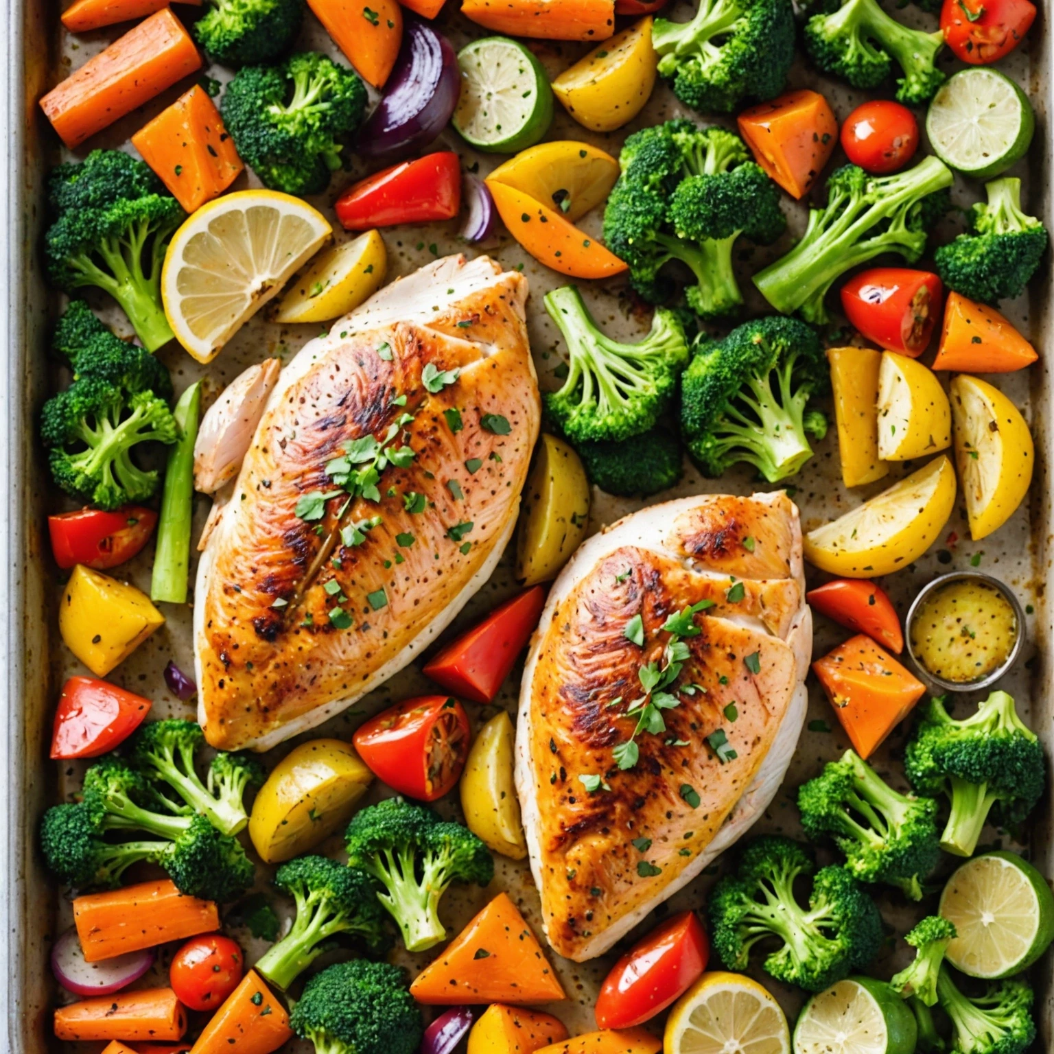 Balanced Low-Calorie Chicken and Vegetable Sheet Pan Meal