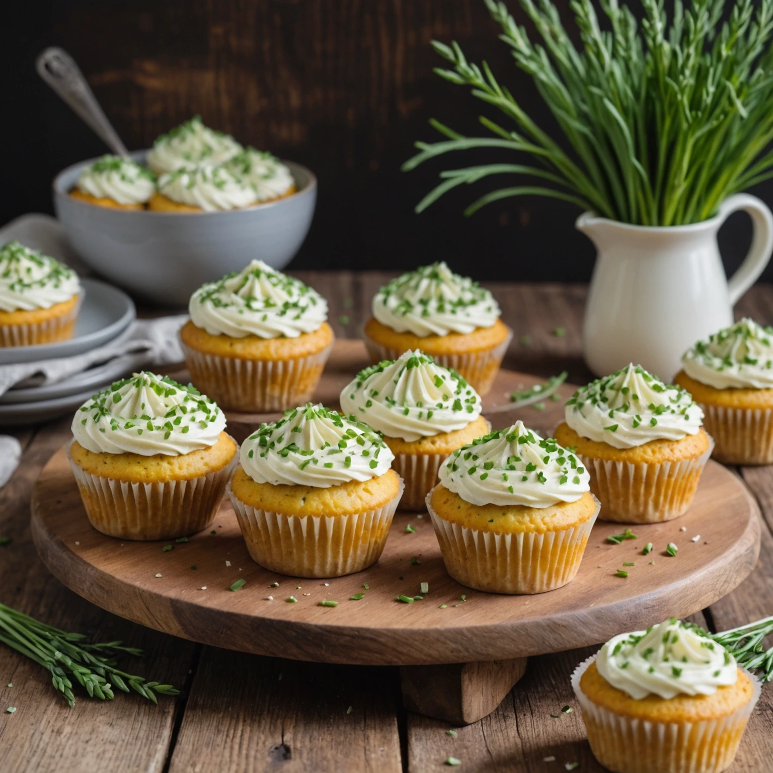 Keto Cream Cheese and Chive Savory Cupcakes