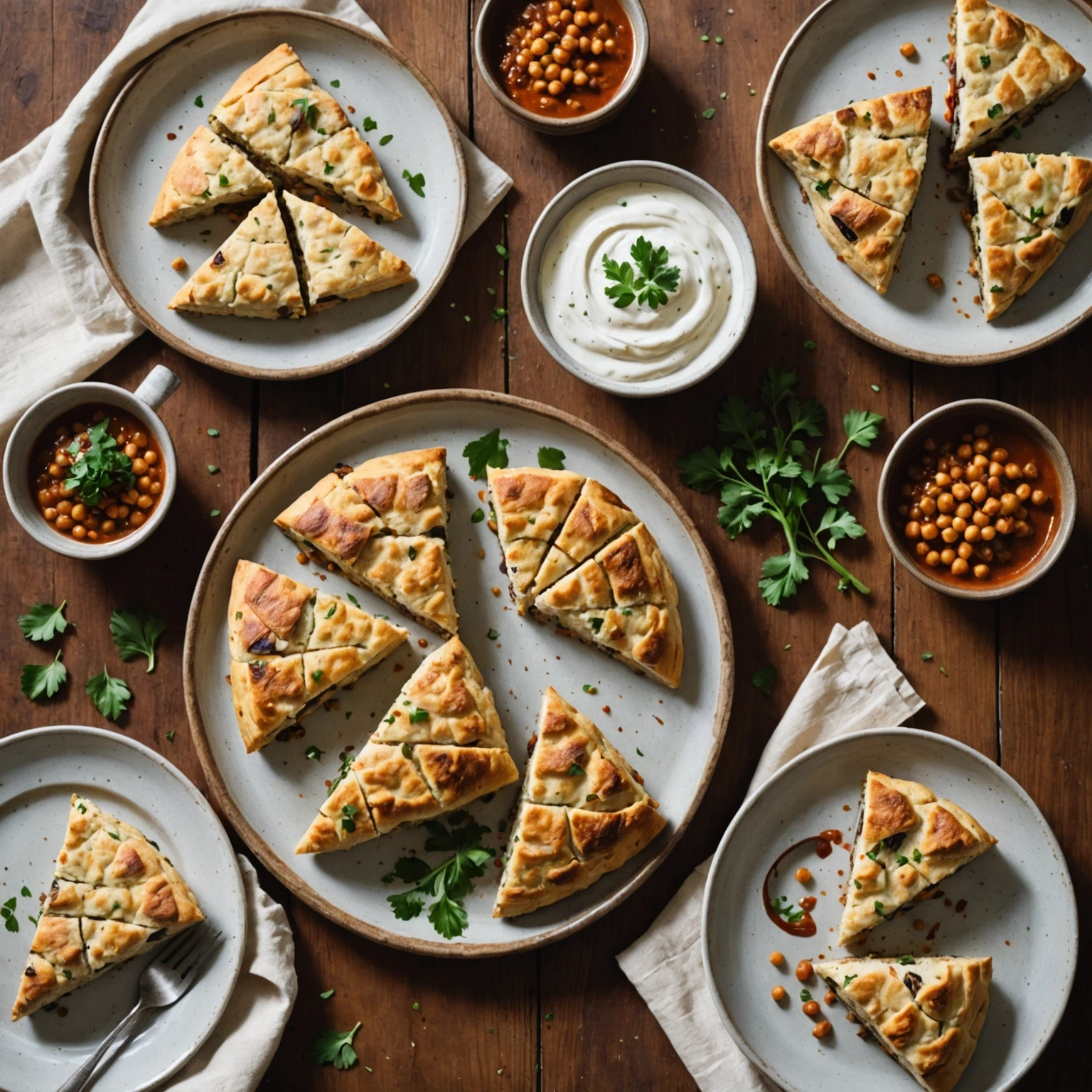 Eggplant and Chickpea Savory Scones with Harissa Yogurt