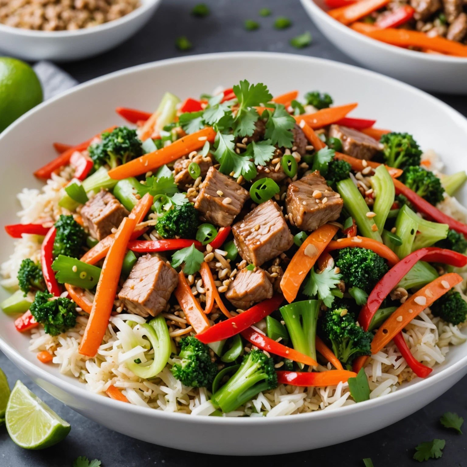 Pork and Cabbage Low-Carb Stir-Fry with Ginger and Lime