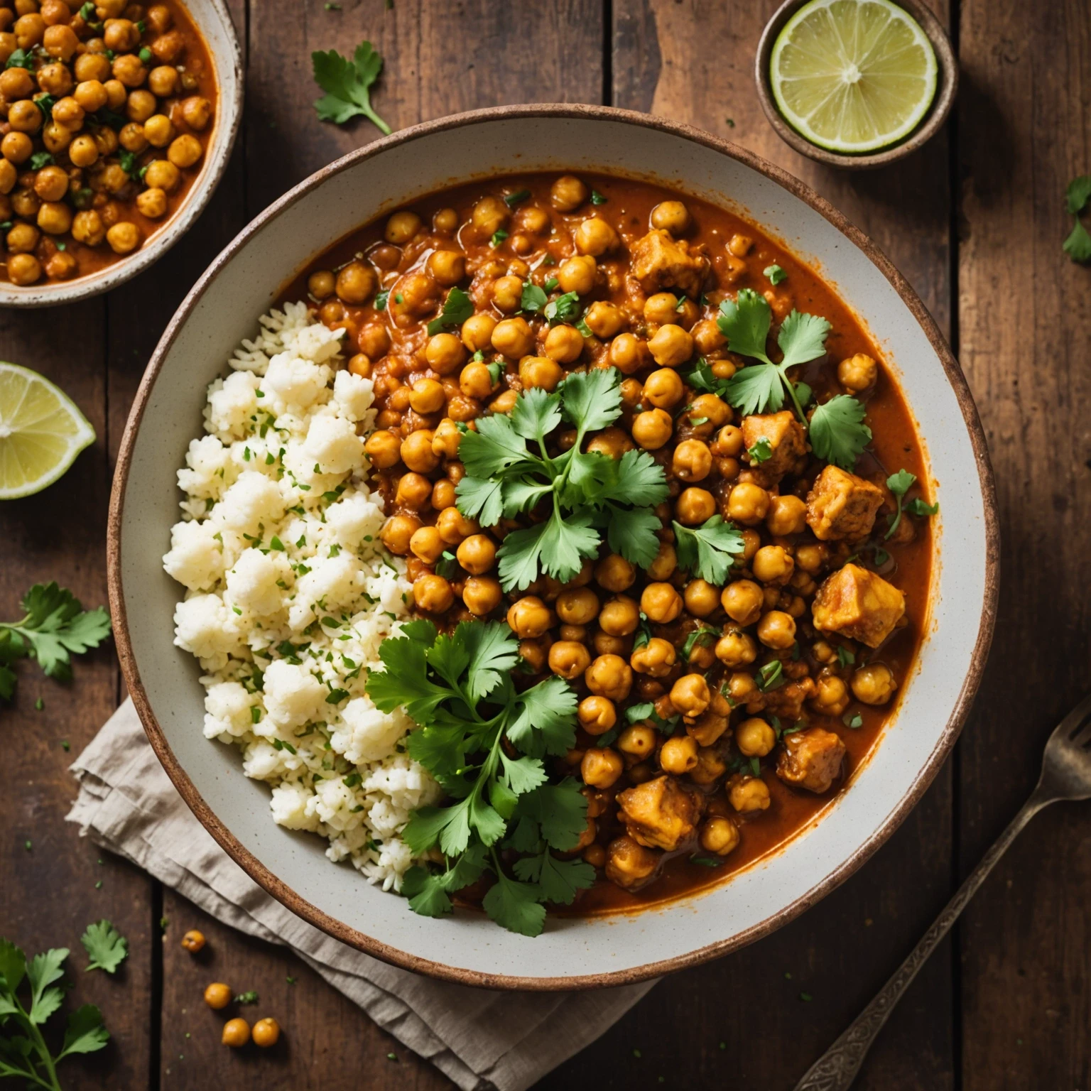 Weight-Loss Friendly Low-Fat Spiced Chickpea and Cauliflower Curry
