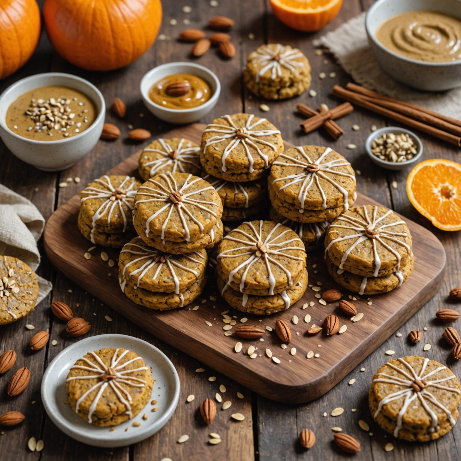 Gluten-Free Pumpkin Chia Breakfast Biscuits with Almond Butter Drizzle