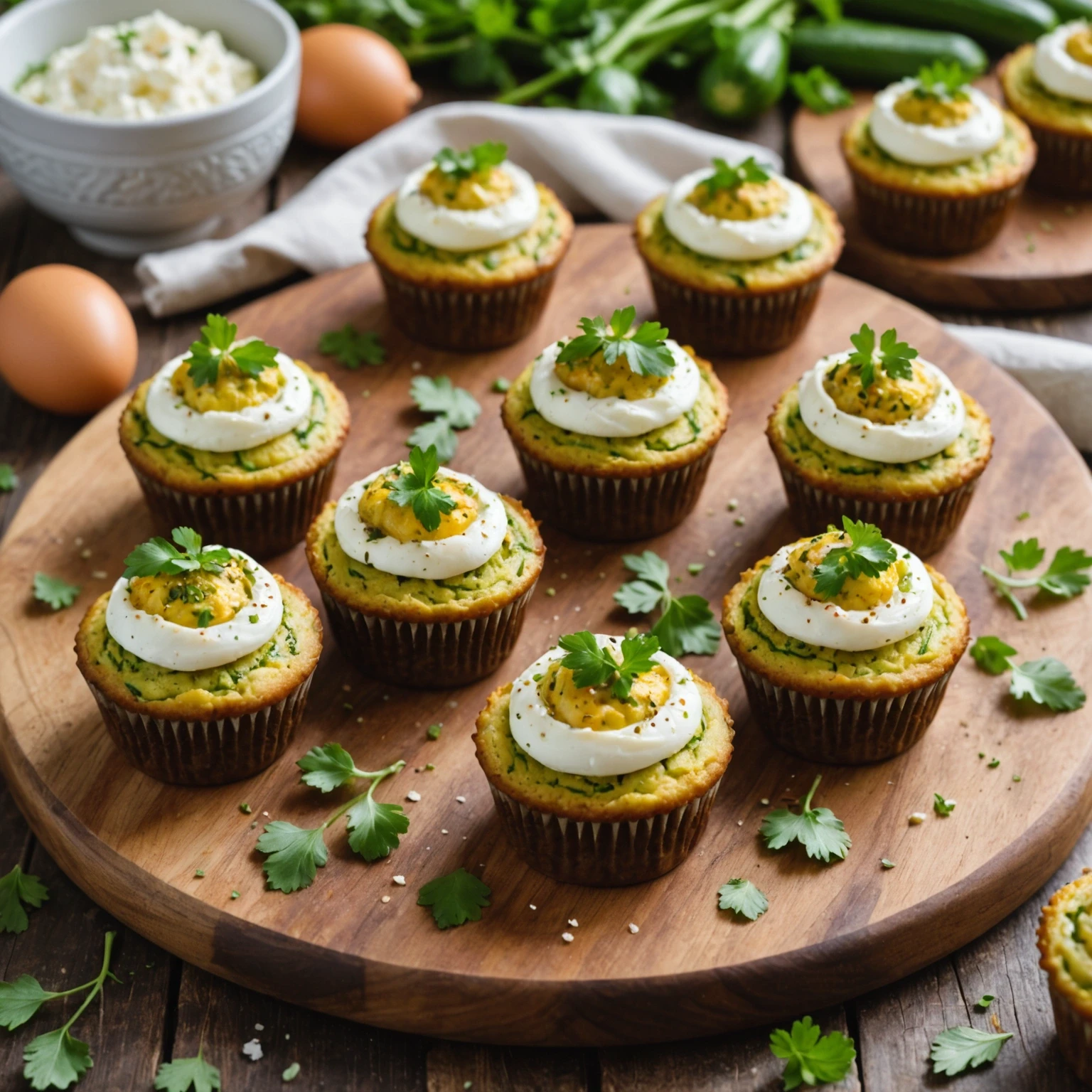 Egg-Based Savory Zucchini and Goat Cheese Cupcakes